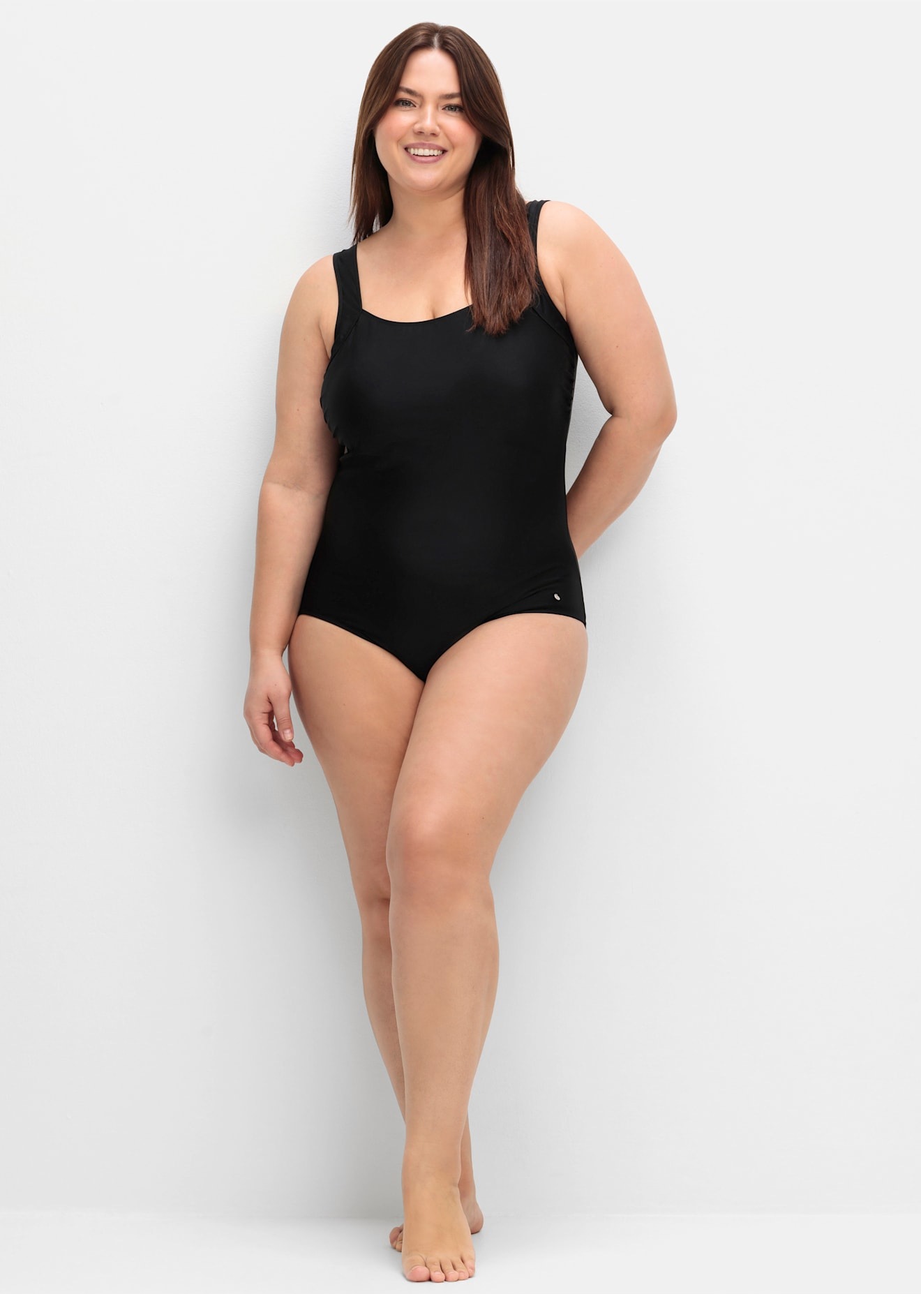 Sheego, Damen, Badeanzug, schwarz, Cup D, 56 - Cup D, schwarz,
