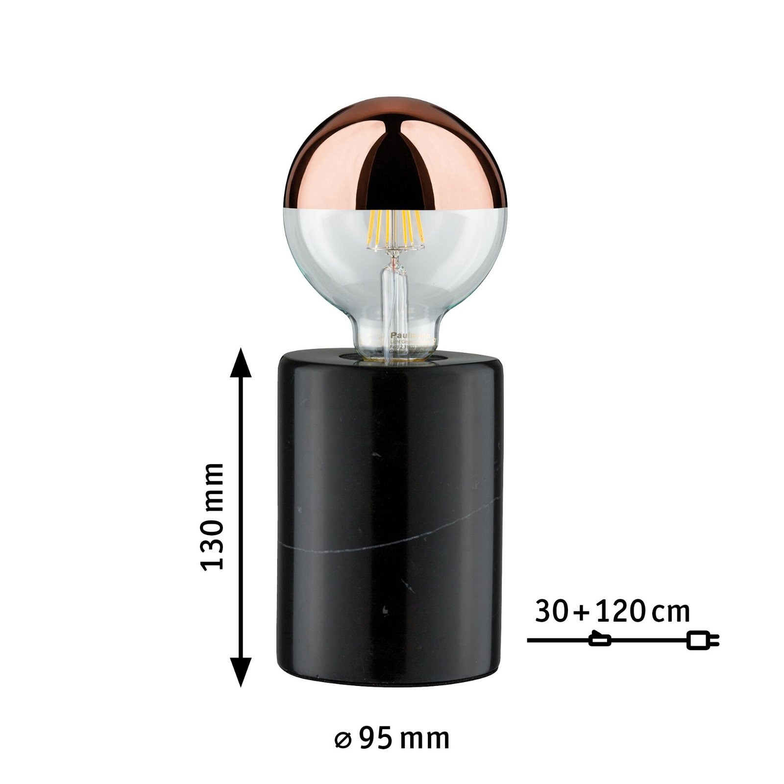 Paulmann Tischleuchte »Neordic Nordin max.1x20W E27 Schwarz 230V Marmor«, 1 flammig, Leuchtmittel E27 | ohne Leuchtmittel