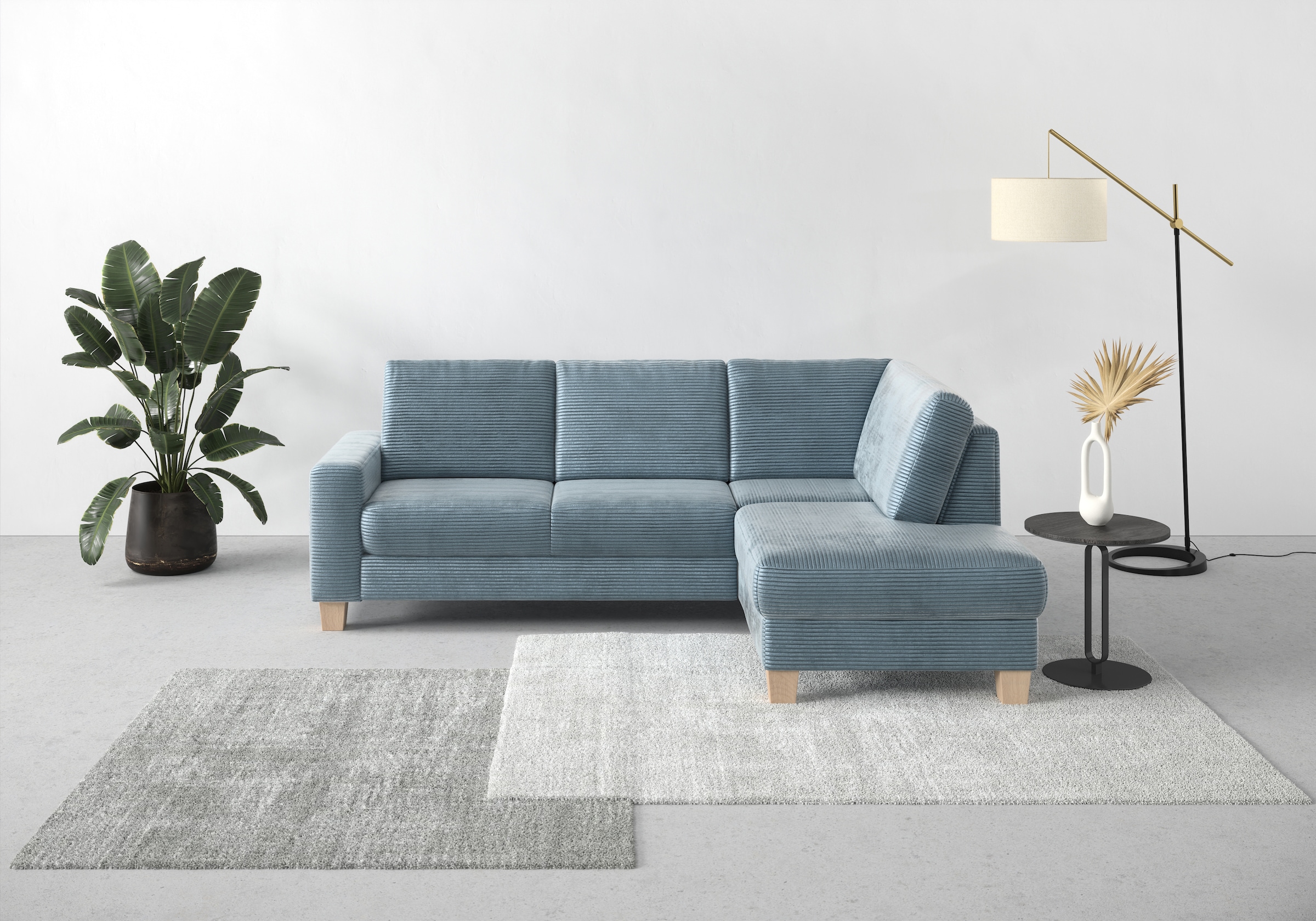Home affaire Ecksofa »Summer L-Form« mit Ottomane, wahlweise mit Schlaffunktion und Bettkasten, Cord-Bezug