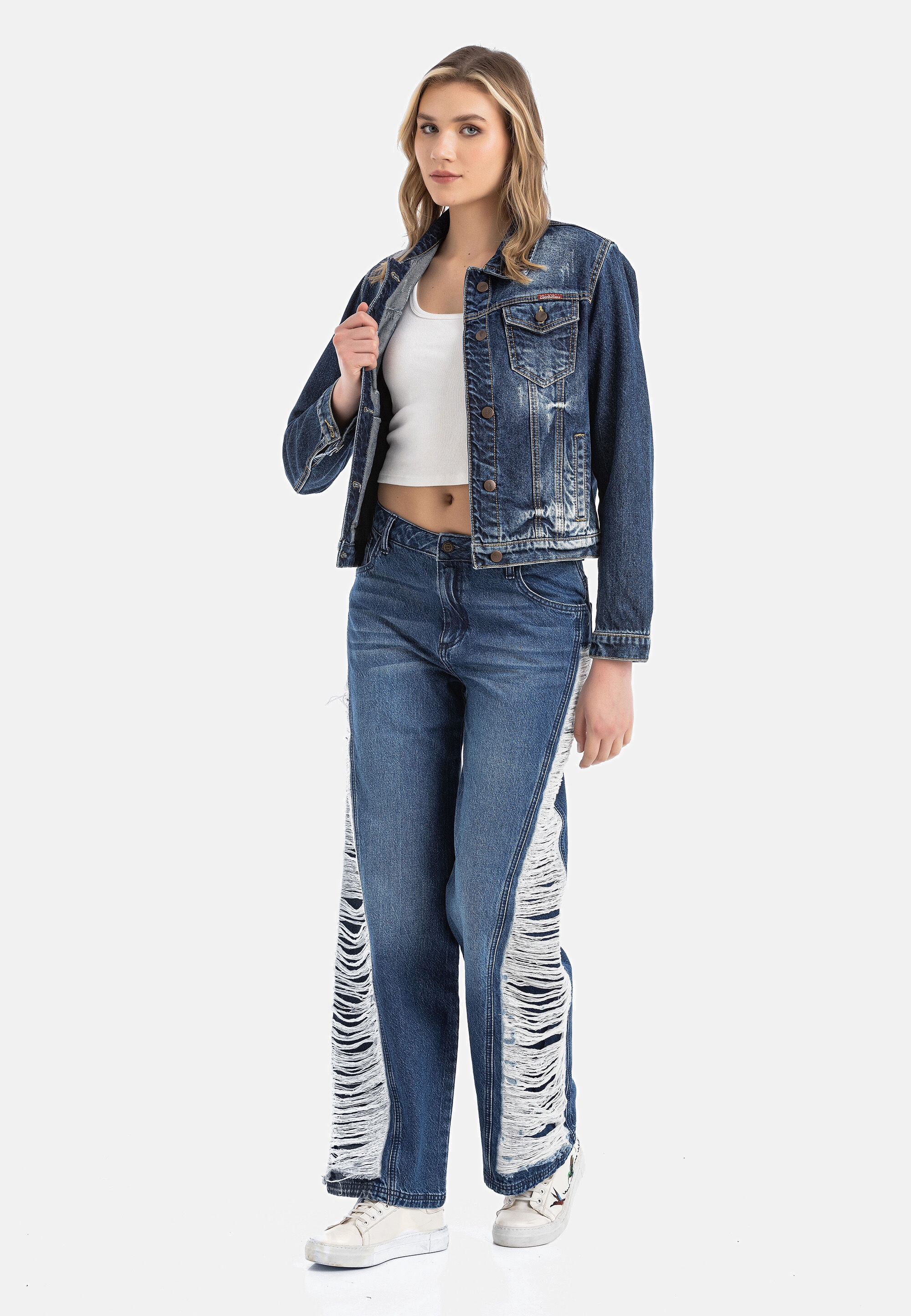 Cipo & Baxx Regular-fit-Jeans »WD538« mit Fransen-Design