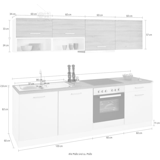 HELD MÖBEL Küchenzeile »Visby«, mit E-Geräten, Breite 240 cm auf Raten  bestellen