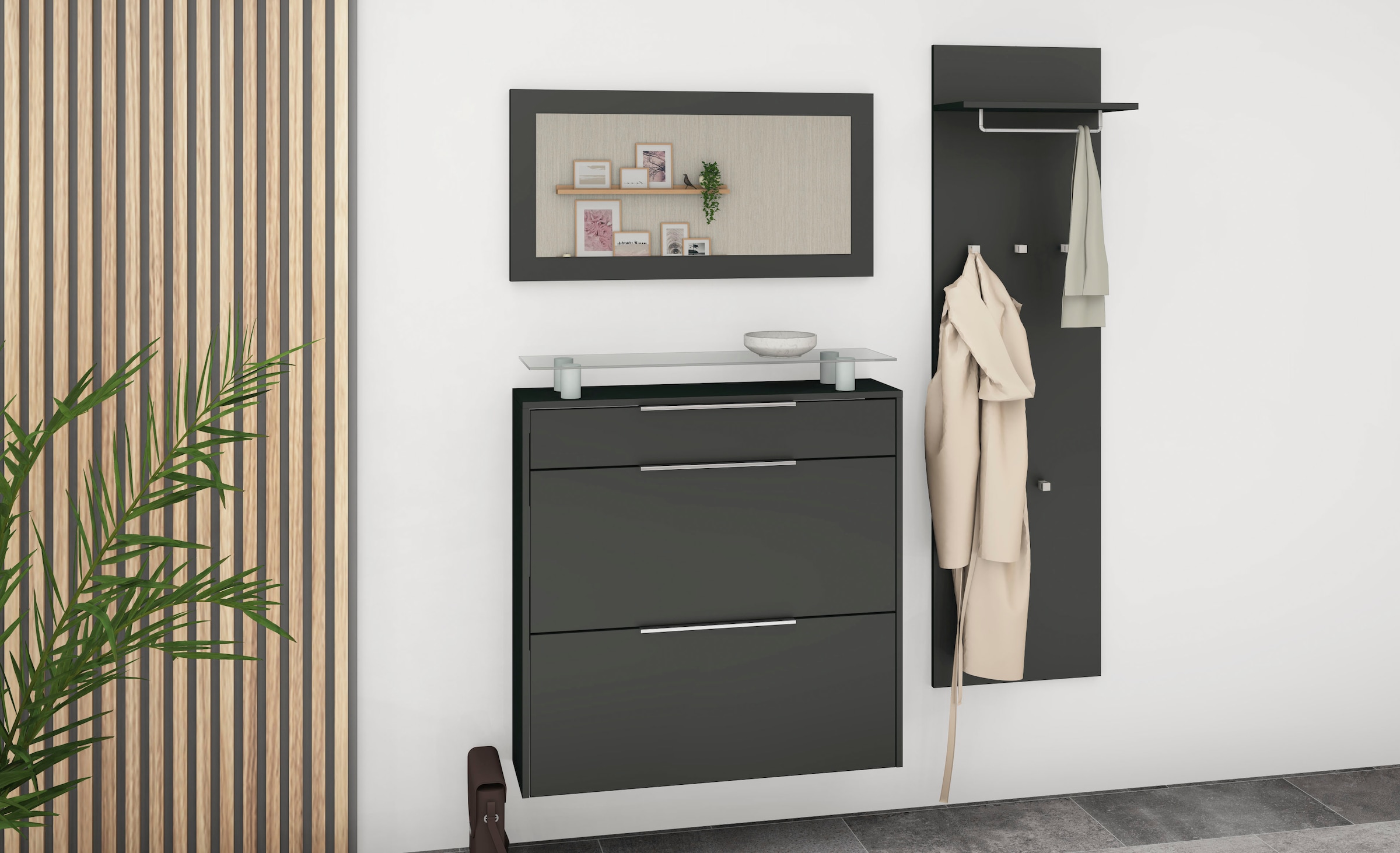 borchardt Möbel Garderoben-Set »Oliva«, (3-tlg.), mit hängendem Schuhschrank, Paneel und Spiegel