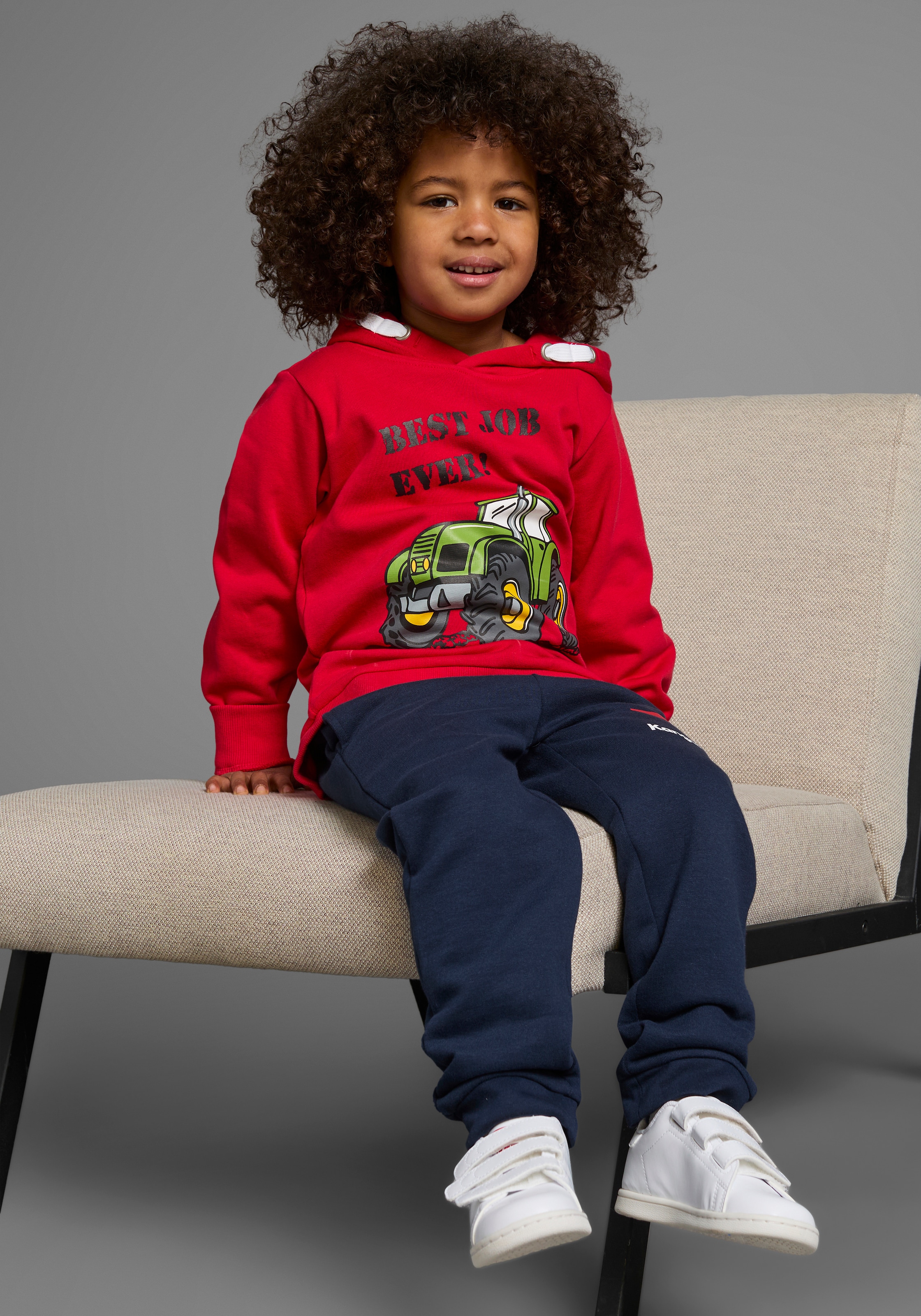 KIDSWORLD Kapuzensweatshirt »BEST JOB EVER!«, Kapuzensweatshirt mit Traktor-Print