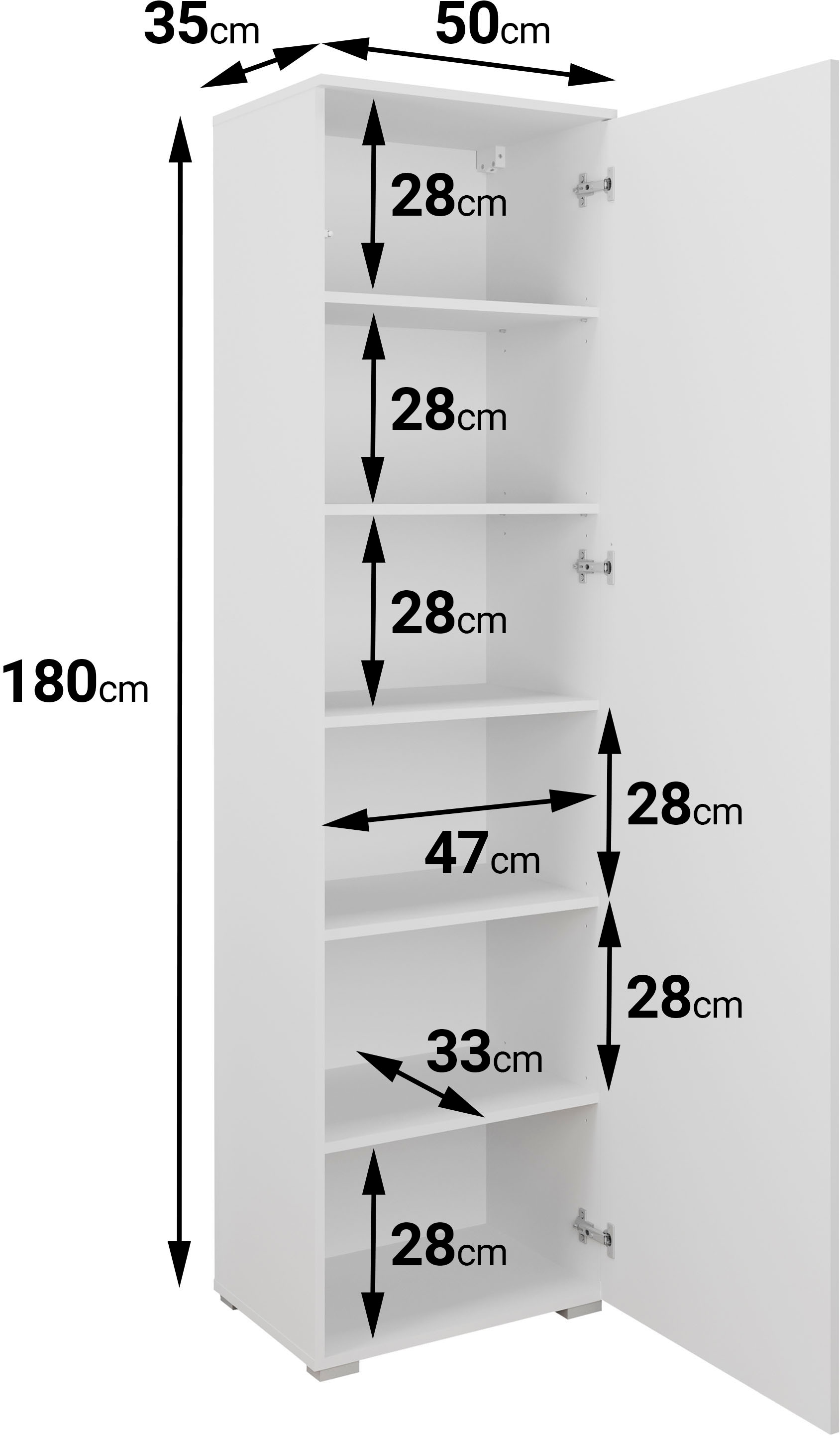 INOSIGN Schuhschrank »Paris, stehend oder hängend montierbar, Türanschlag wechselbar«, moderne Garderobenschrank Höhe 180cm, 6 geräumiger Fächer