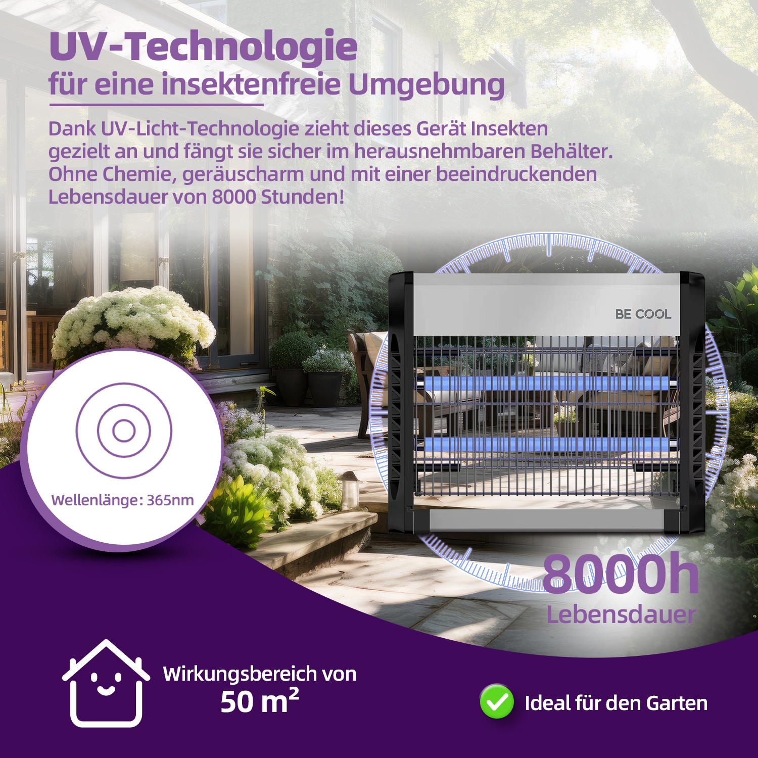 be cool Insektenvernichter »Profi-Insektenvernichter BCIV23W2500«, 2500 Volt, abnehmbare Auffangschale