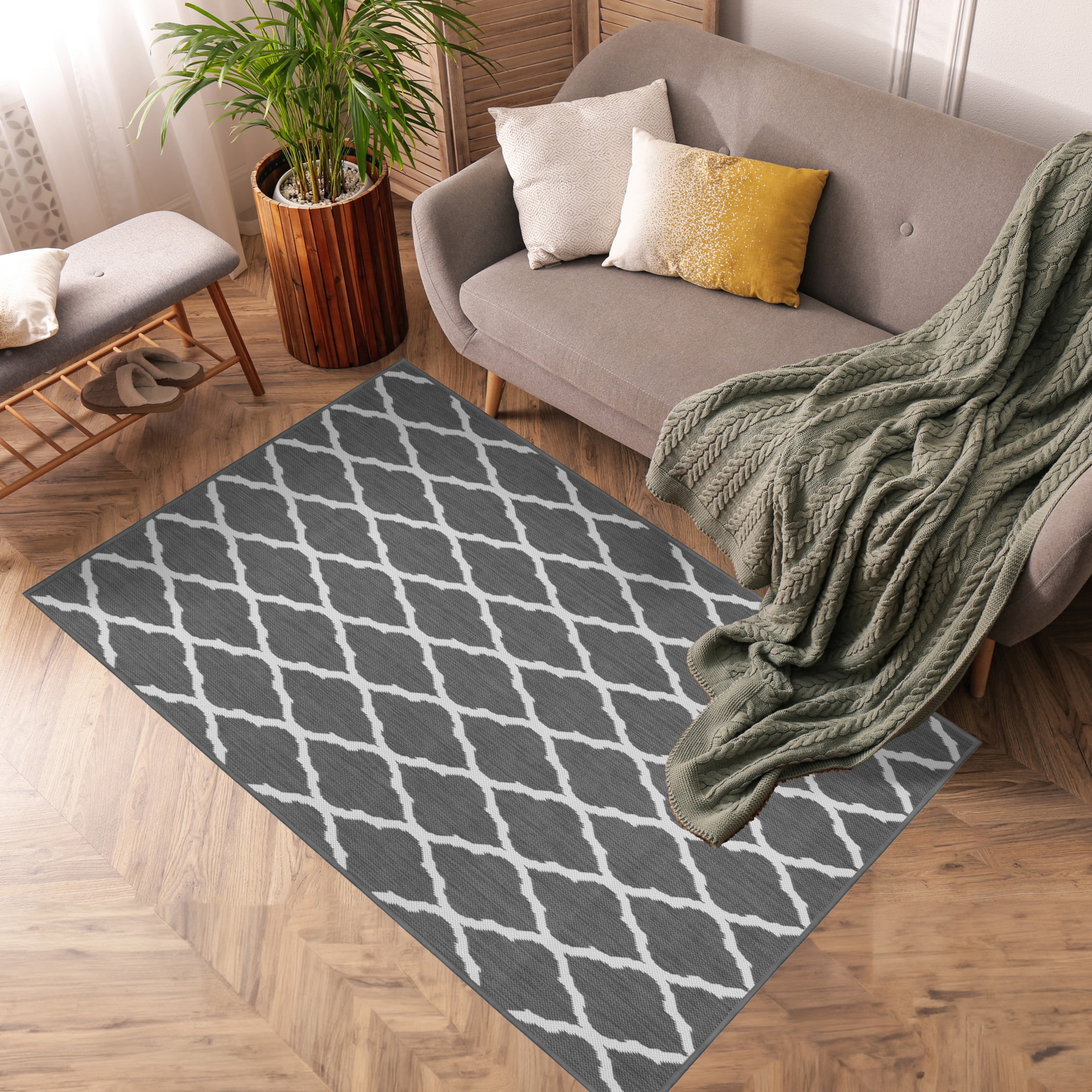 Primaflor-Ideen in Textil Teppich »Outdoorteppich REVERSO - Round Rhombus«, rechteckig, 5 mm Höhe, Wendeteppich, Rauten Design, In- und Outdoor geeignet, wasserfest