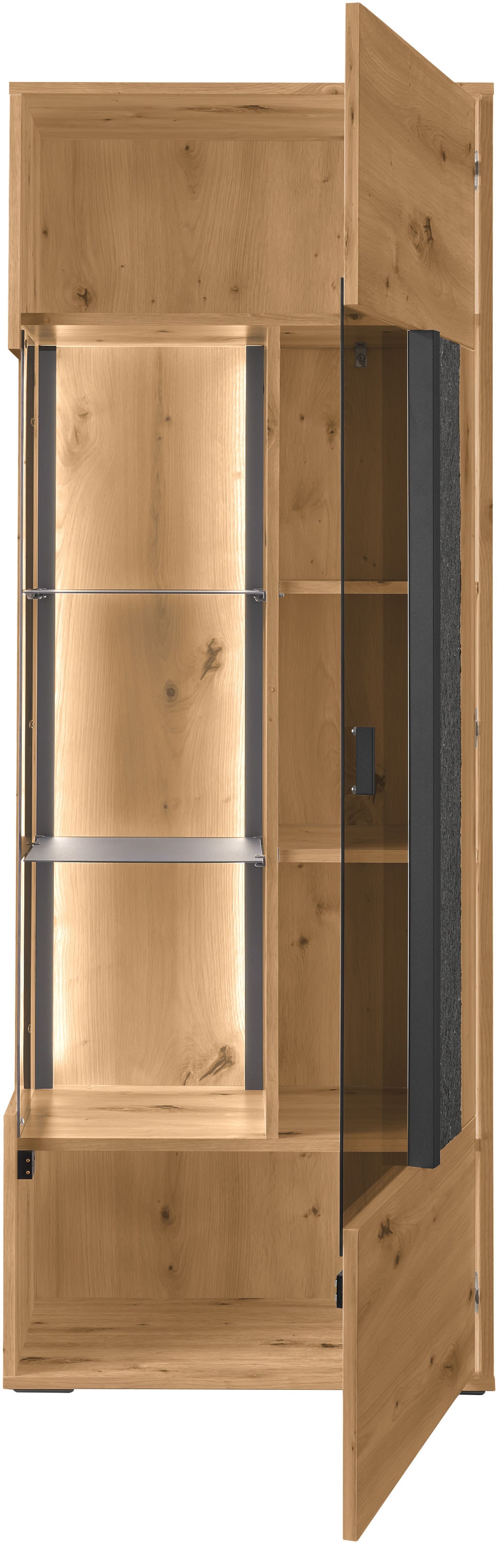 set one by Musterring Vitrine »Deltona«, mit Sandsteinelement, inkl. Beleuchtung, zwei Farben, B64 x H170 cm