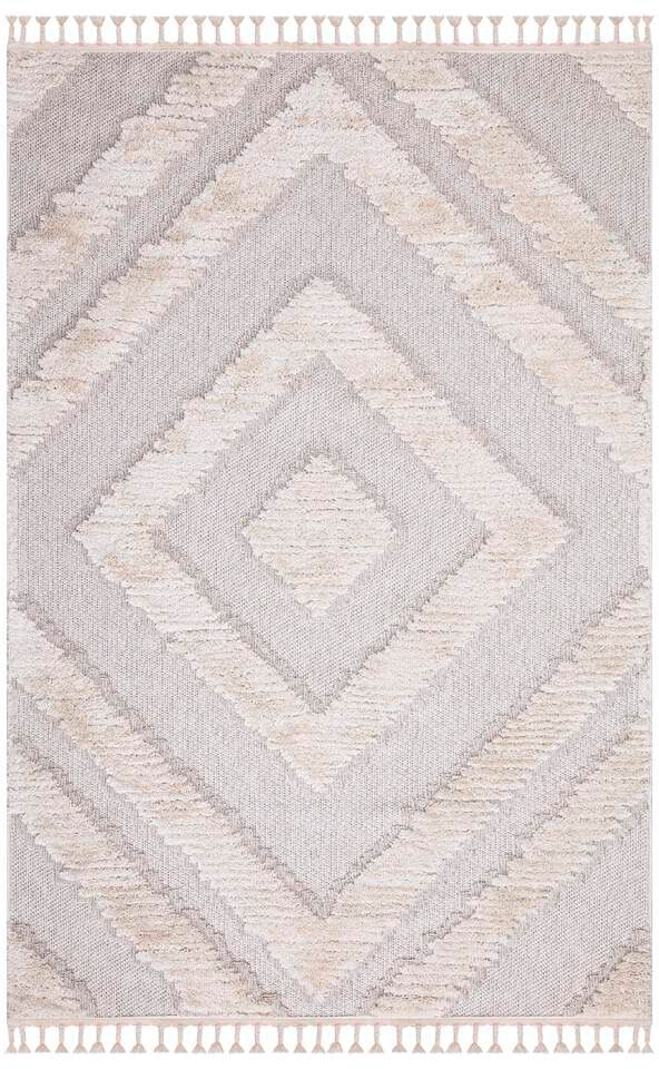 Carpet City Hochflor-Teppich »Valencia 813«, rechteckig, 20 mm Höhe, Läufer, Boho-Stil, 3D-Effekt, Raute, Hoch-Tief-Struktur, mit Fransen