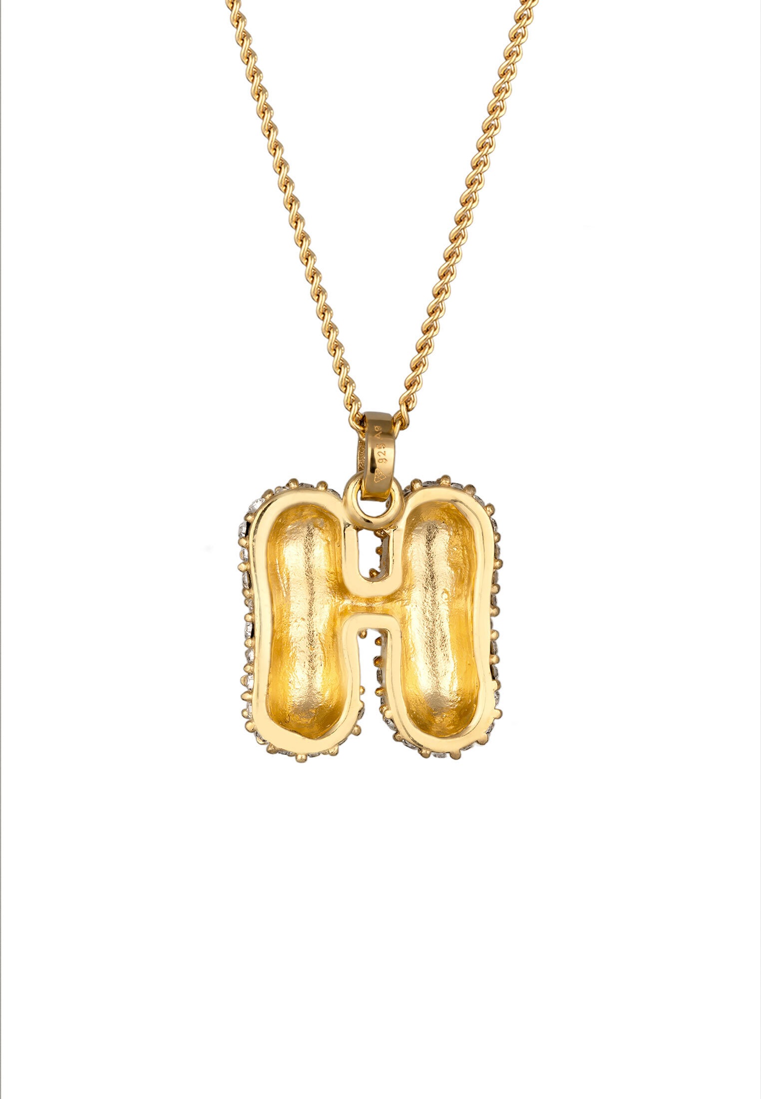 Elli Kette mit Anhänger »Halskette Buchstabe H Weiß 925 Silber vergoldet, mit Kristallen von Swarovski®«
