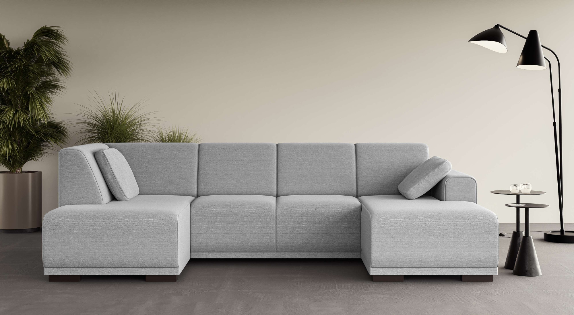 Home affaire Wohnlandschaft »BORNHOLM U-Form mit Recamiere rechts/links, B/T/H: 300/162/85 cm«, U-Form mit Wellenunterfederung, Recamiere rechts oder links bestellbar