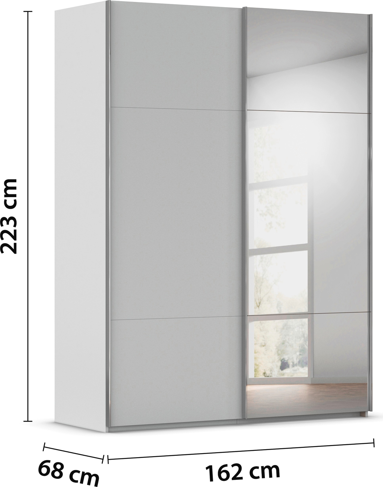 rauch Schwebetürenschrank »Kleiderschrank Schrank Garderobe Schlafzimmerschrank CONTIDO« in 3 verschiedenen Ausstattungen BASIC/CLASSIC/PREMIUM,  aus hochwertigem Material in 6 Breiten 2 Griff-Farben MADE IN GERMANY