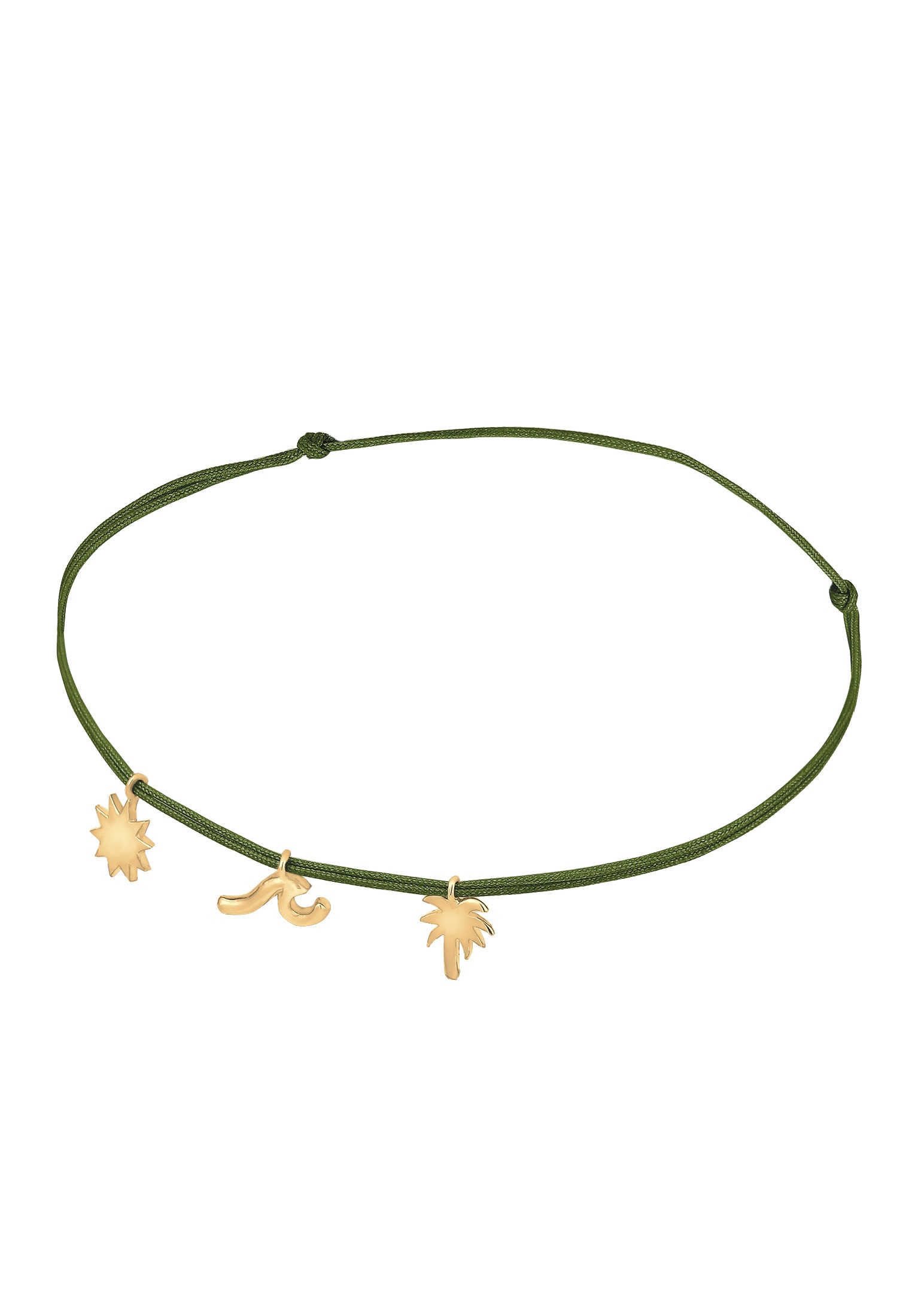 Elli Fußkette »Fußschmuck Palme Beach Boho Strand Nylon Bändchen 925 Sterling Silber«