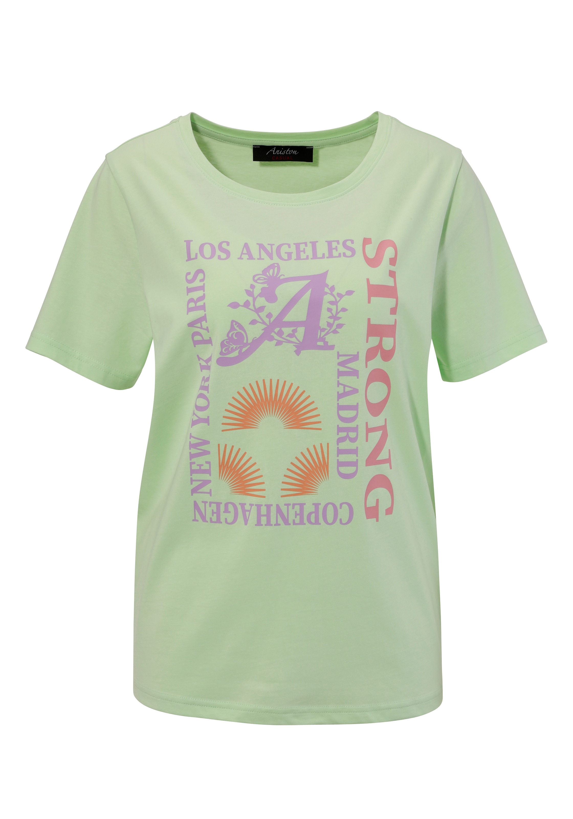 Aniston CASUAL T-Shirt mit farbharmonischen Frontprint aus Foliendruck