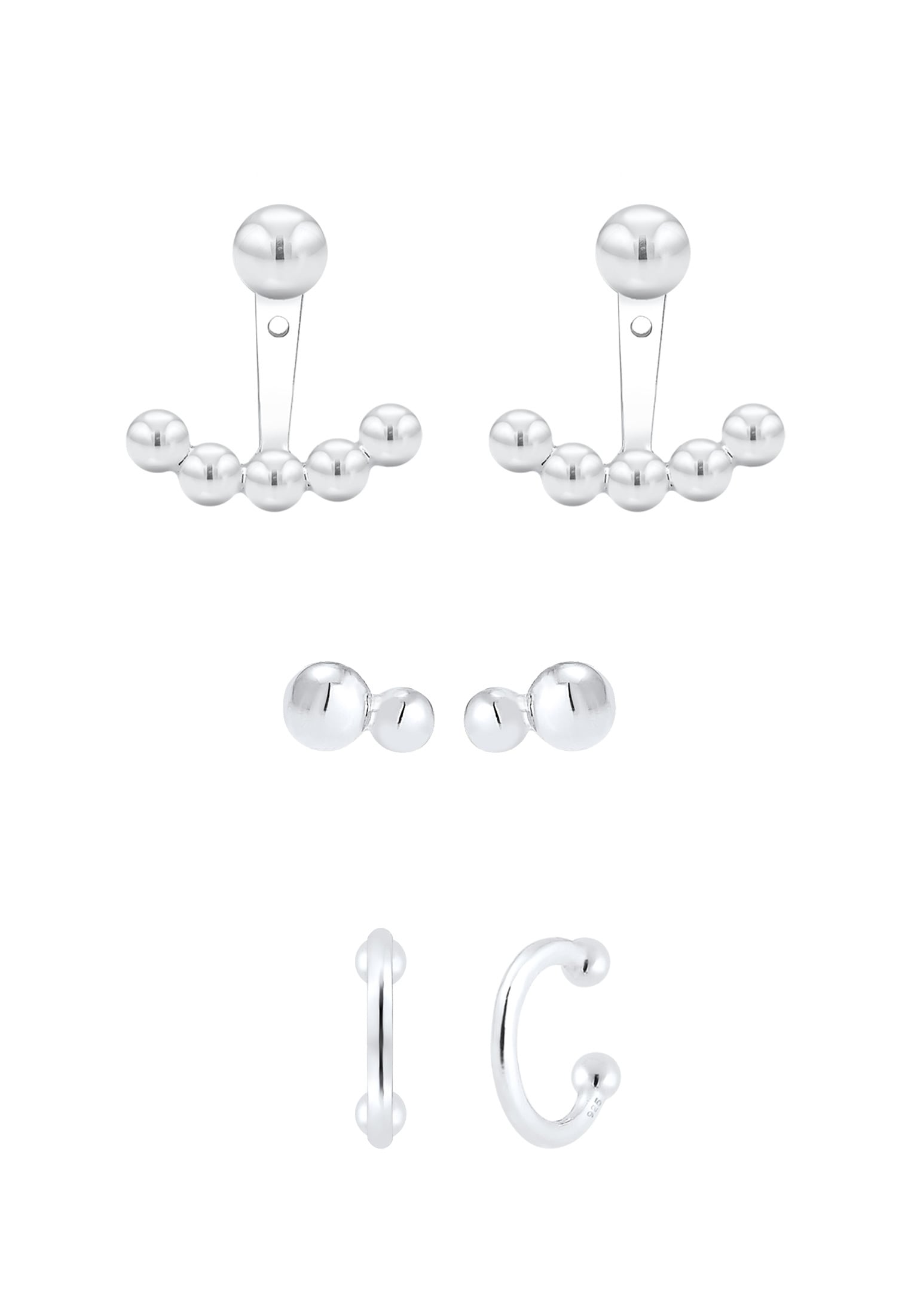 Elli Ohrstecker-Set »Ohrringe Ear Jacket Stecker Kugeln (3 tlg) 925 Silber«