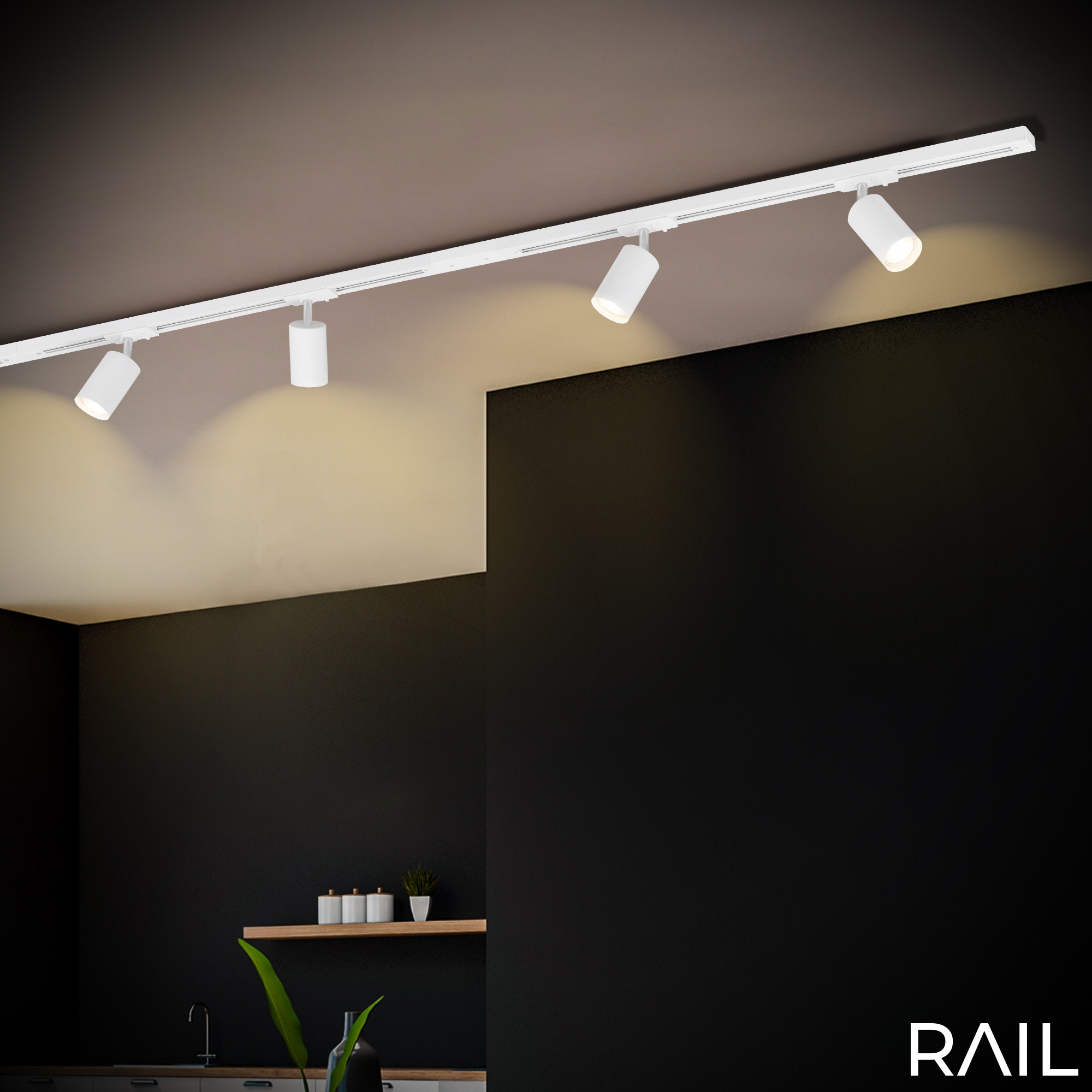 Briloner Leuchten Schienensystem-Sets »RAIL« GU10 9 Stk. Schienensystem Rail 1,5 m Weiß max. 9W Decke Wohnzimmer Büro Küche