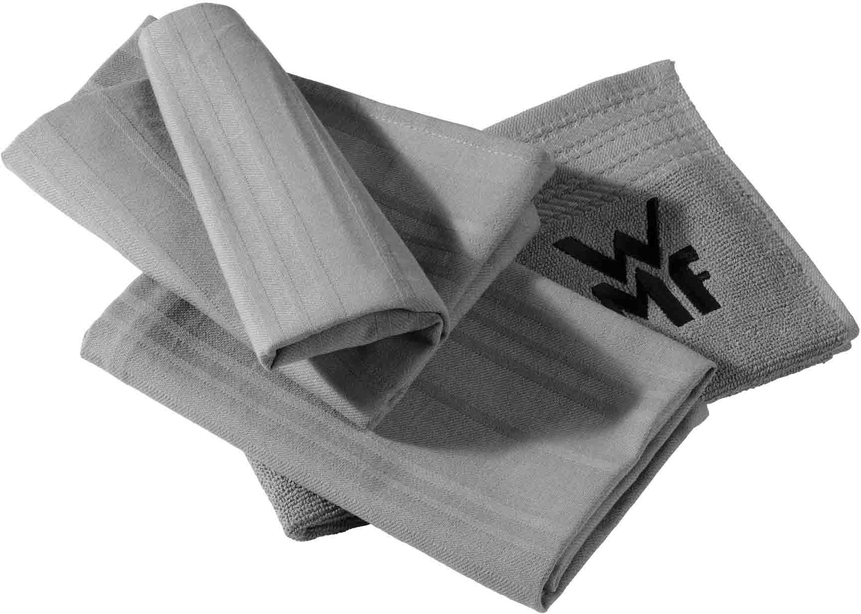 WMF Geschirrtuch, (Set, 3 tlg.), 100% Baumwolle, mit aufgesticktem Logo
