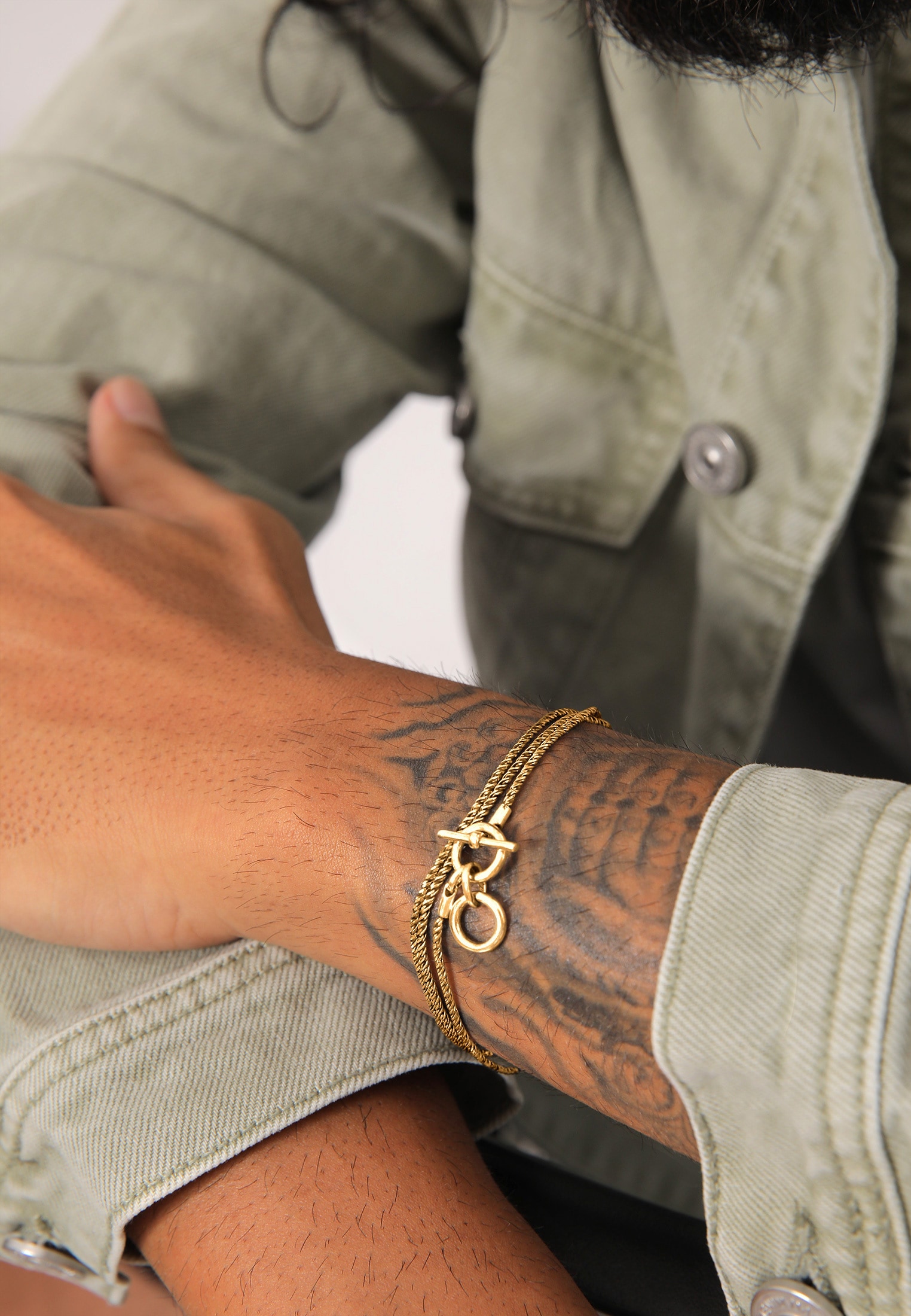 Kuzzoi Armkette »Armband Männer Kordelkette T-Bone Oxidiert 925 Silber«
