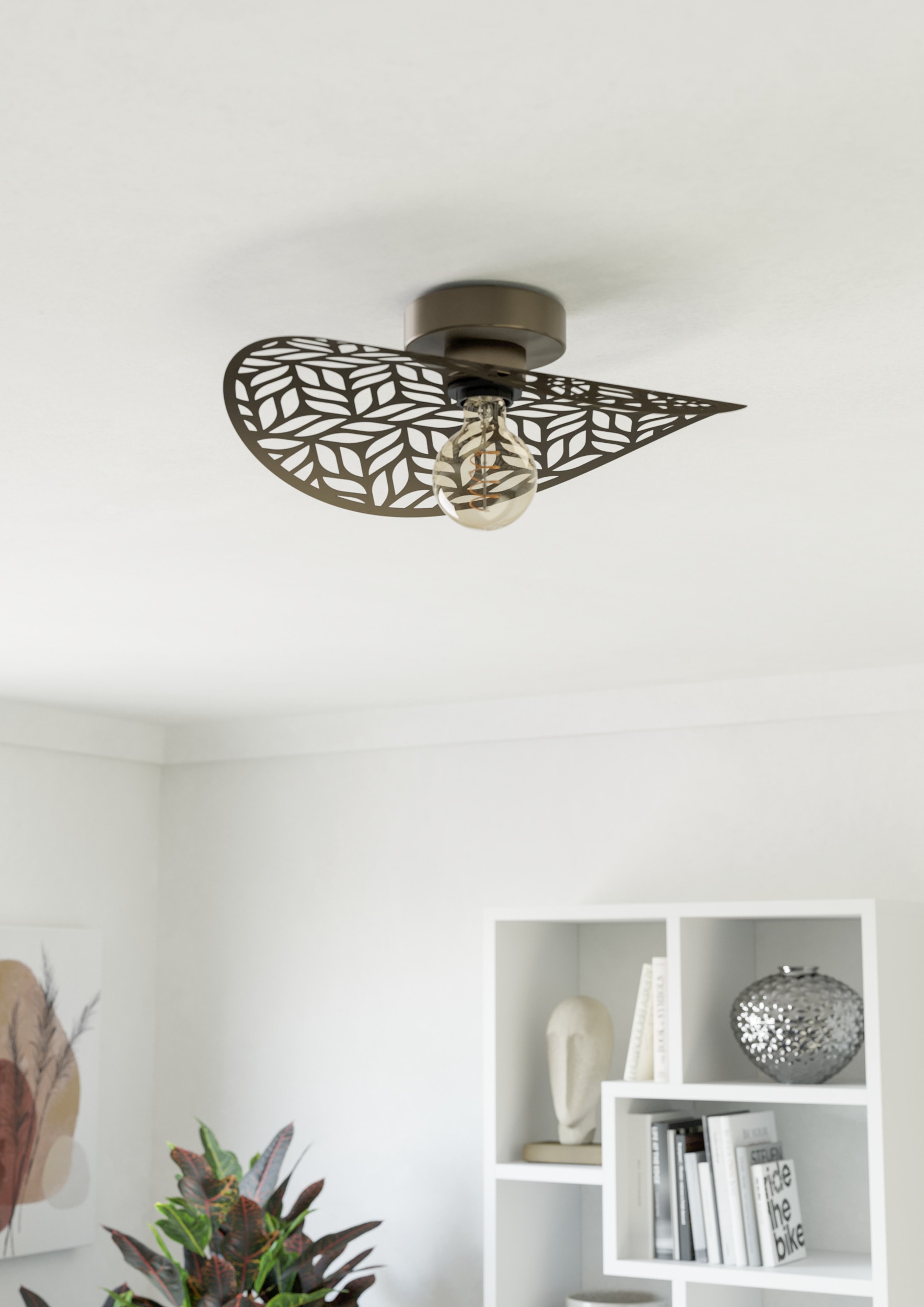 EGLO LED Deckenleuchte »SWABY Deckenlampe - Stahl - E27 - 1X60W - IP20« E27 1 Stk. Wohzimmerlampe, Esszimmerlampe, Flur, Schlafzimmer, H12,5 x Ø40 cm