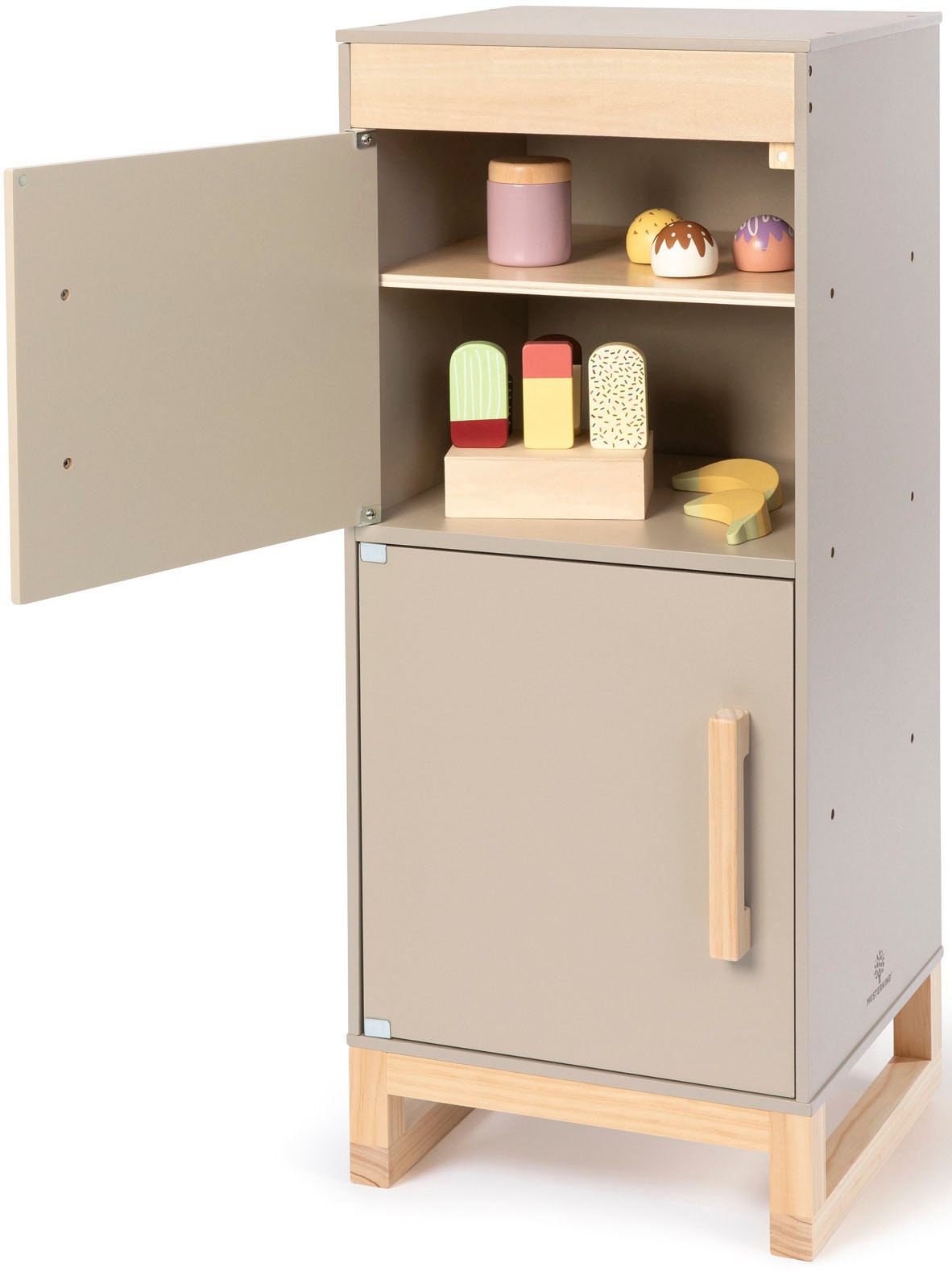MUSTERKIND® Kinder-Kühlschrank »Ficus, warmgrau/natur«