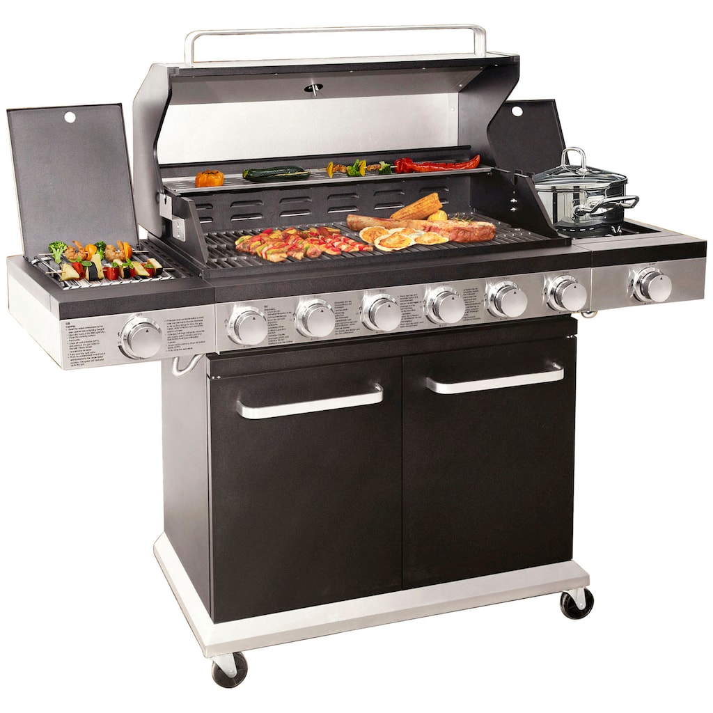 KONIFERA Gasgrill »Montreal XL«, BxTxH: 141x47,5x114, 6 Haupt-, 1 Seiten- und 1 Infrarotbrenner