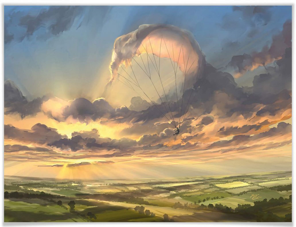Wall-Art Poster »Surrealismus Bild Wolkenflug«, Schriftzug, Wandposter St.), auf Wandbild, Bild, (1 bestellen Poster, Raten