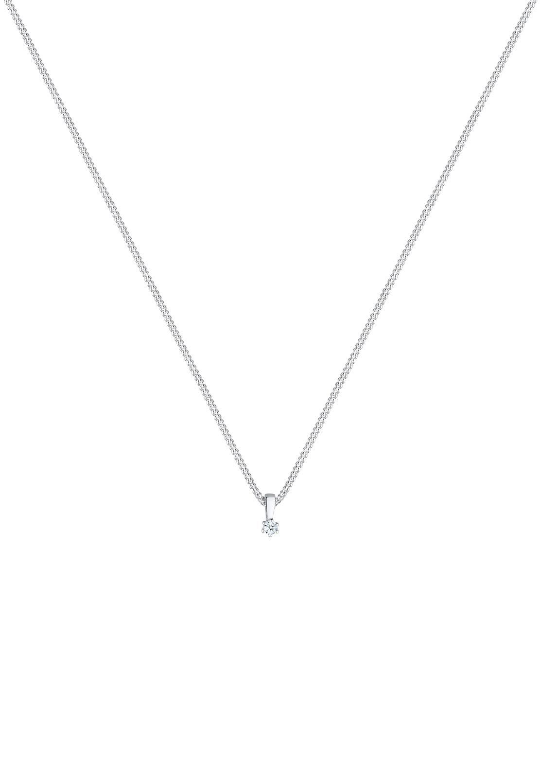 Elli DIAMONDS Silberkette »Halskette Kurze Halskette Kreis Diamant Weiß Brillantschliff (0.06 ct) 925 Sterling Silber«