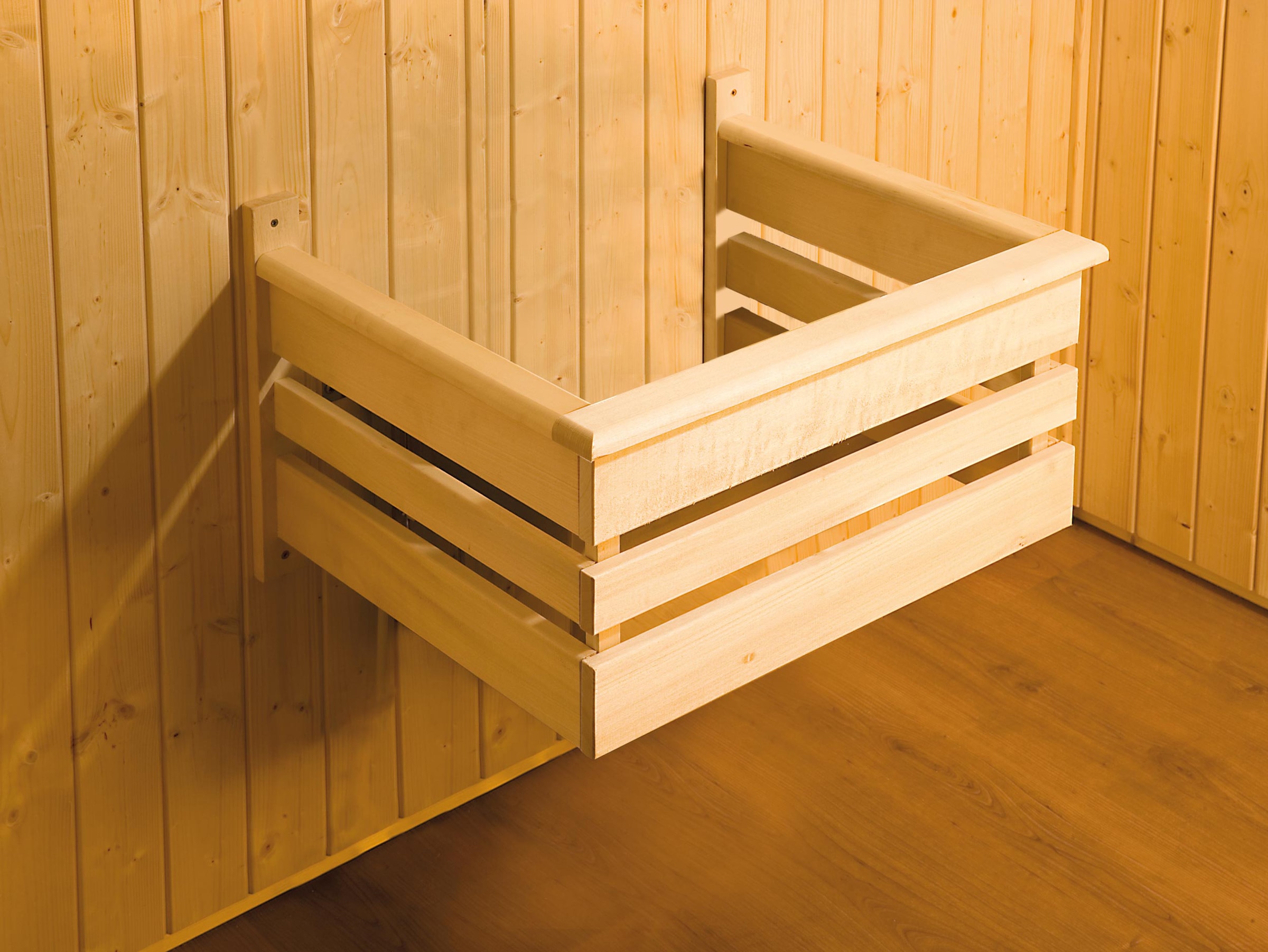 weka Sauna »Massivholzsauna TURKU 2« Blockbohlen, moderne Ganzglastür
