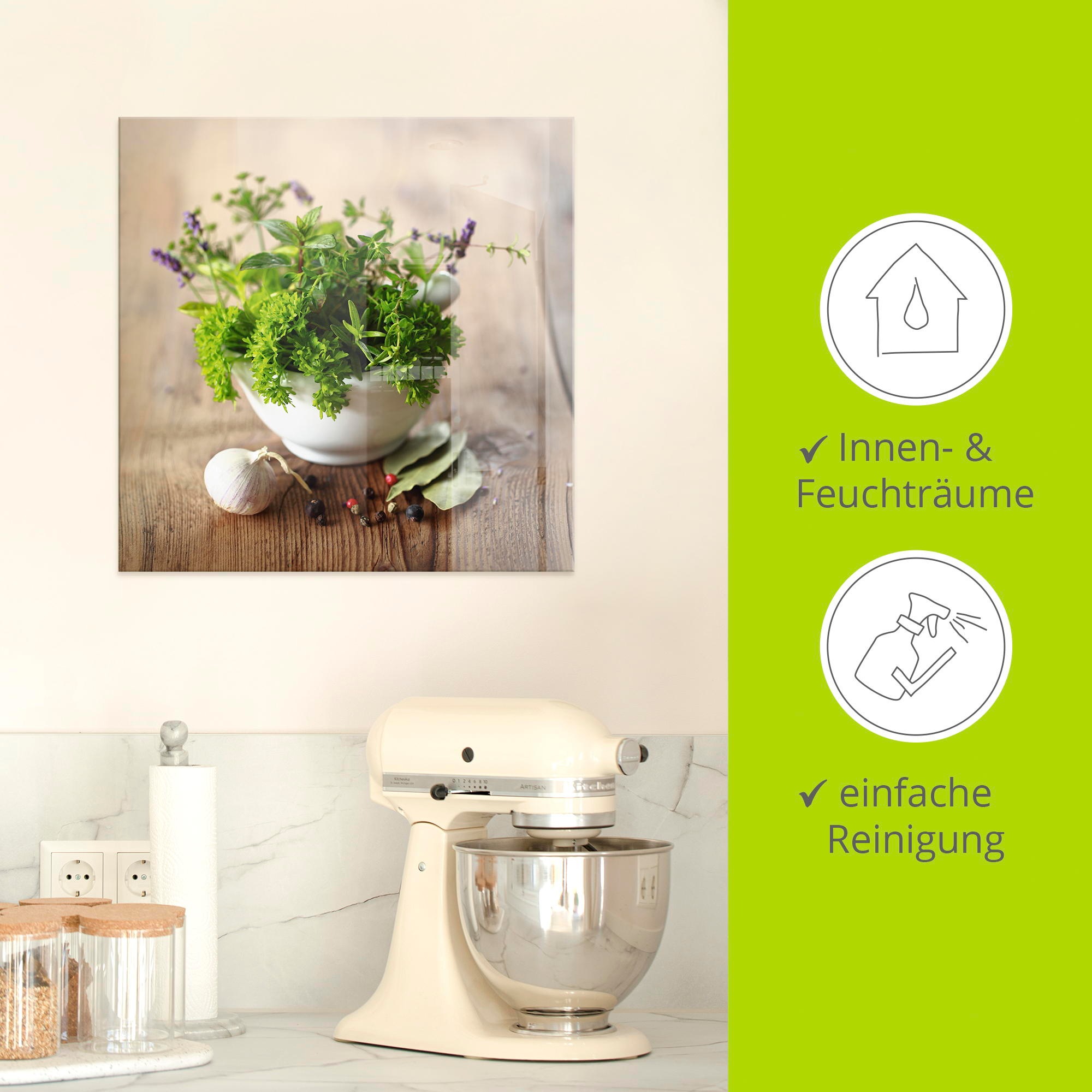 Artland Glasbild »Verschiedene Kräuter - Küche« Arrangements 1 Stk. tlg. in verschiedenen Größen