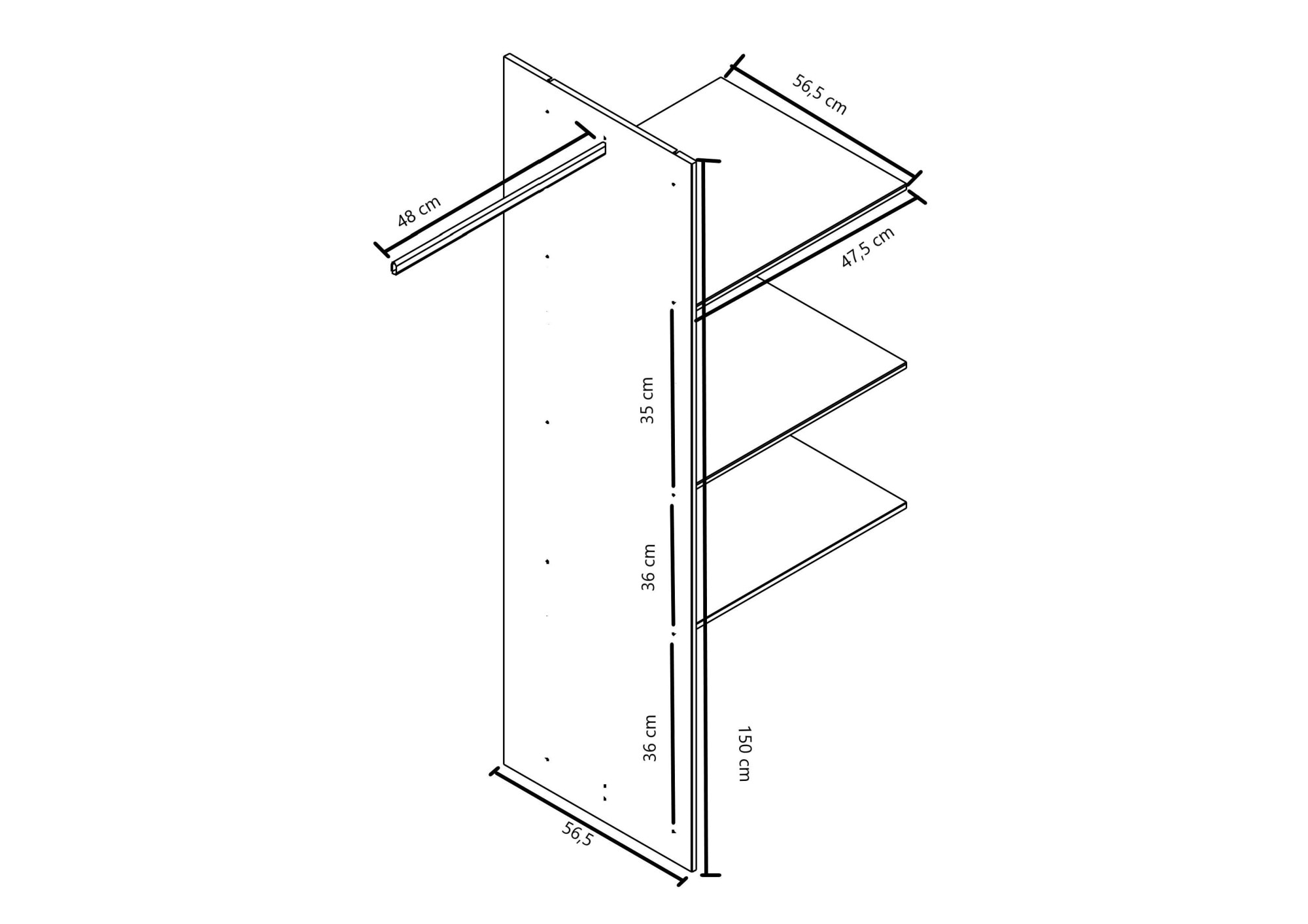 Home affaire Inneneinteilung »Hällevik Zubehör für Schränke, Stauraum,« Trennwand für Schrank Hällevik mit 2 Türen, Eiche Massiv