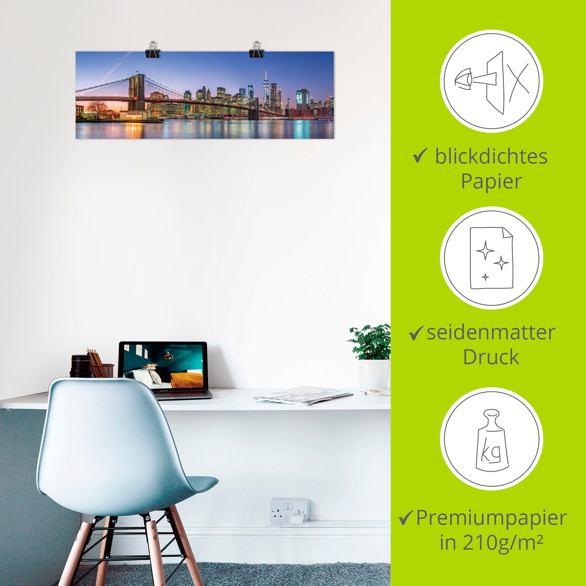 Artland Wandbild »Skyline New York City«, New York, (1 St.), als Alubild, Outdoorbild, Leinwandbild, Poster, Wandaufkleber
