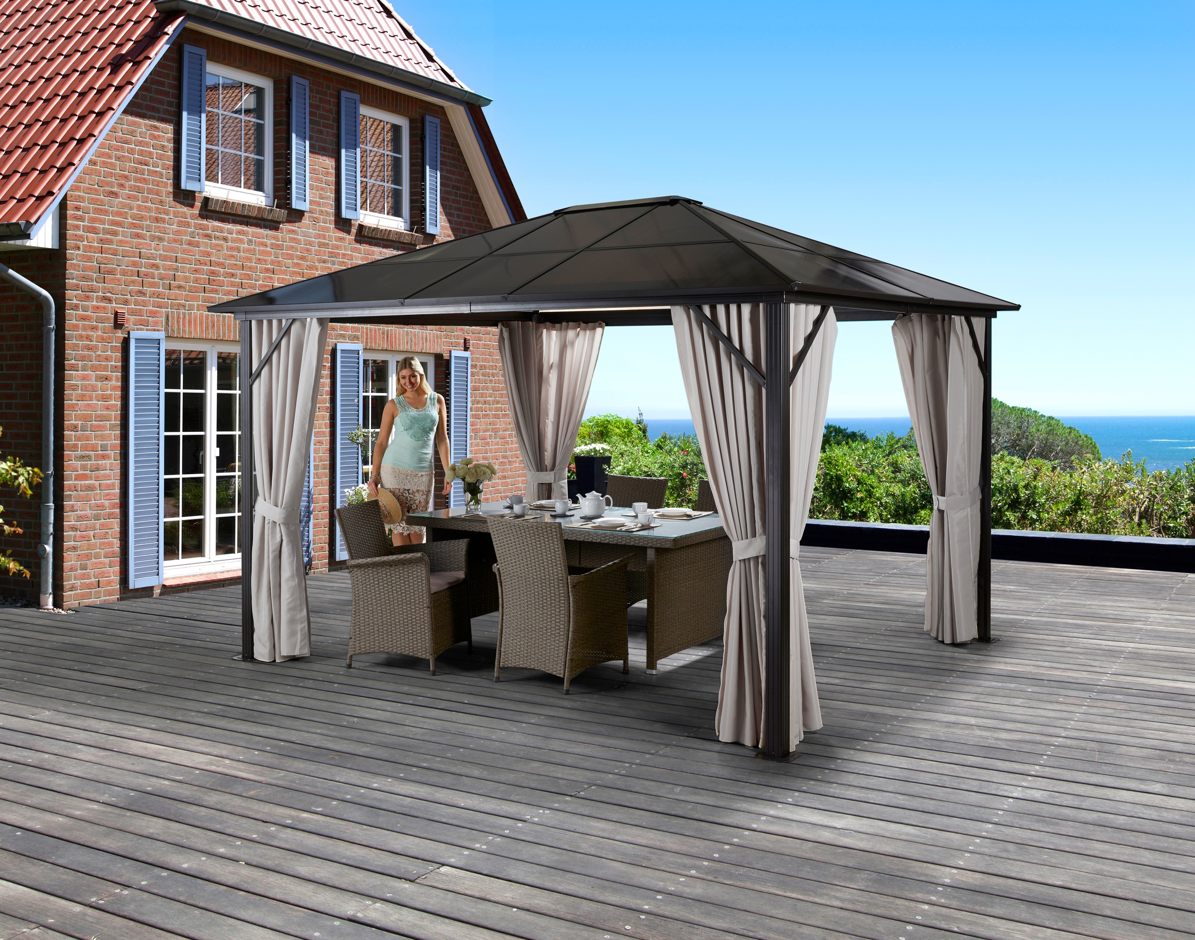 KONIFERA Pavillon "Aruba" Gestell aus Aluminium, Dach aus Polycarbonat-Stegplatten