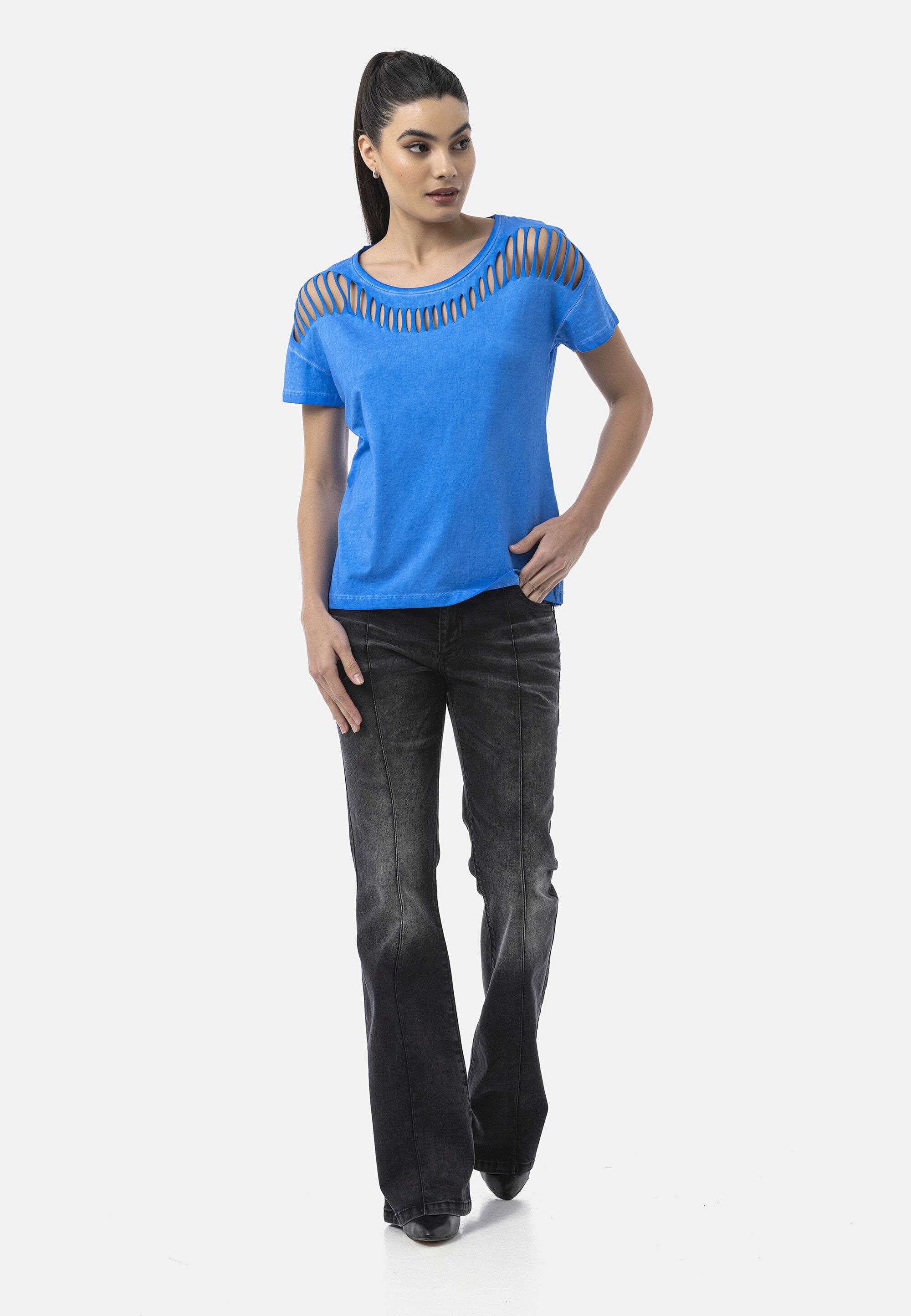 Cipo & Baxx Bootcut-Jeans »WD535« im Used Look