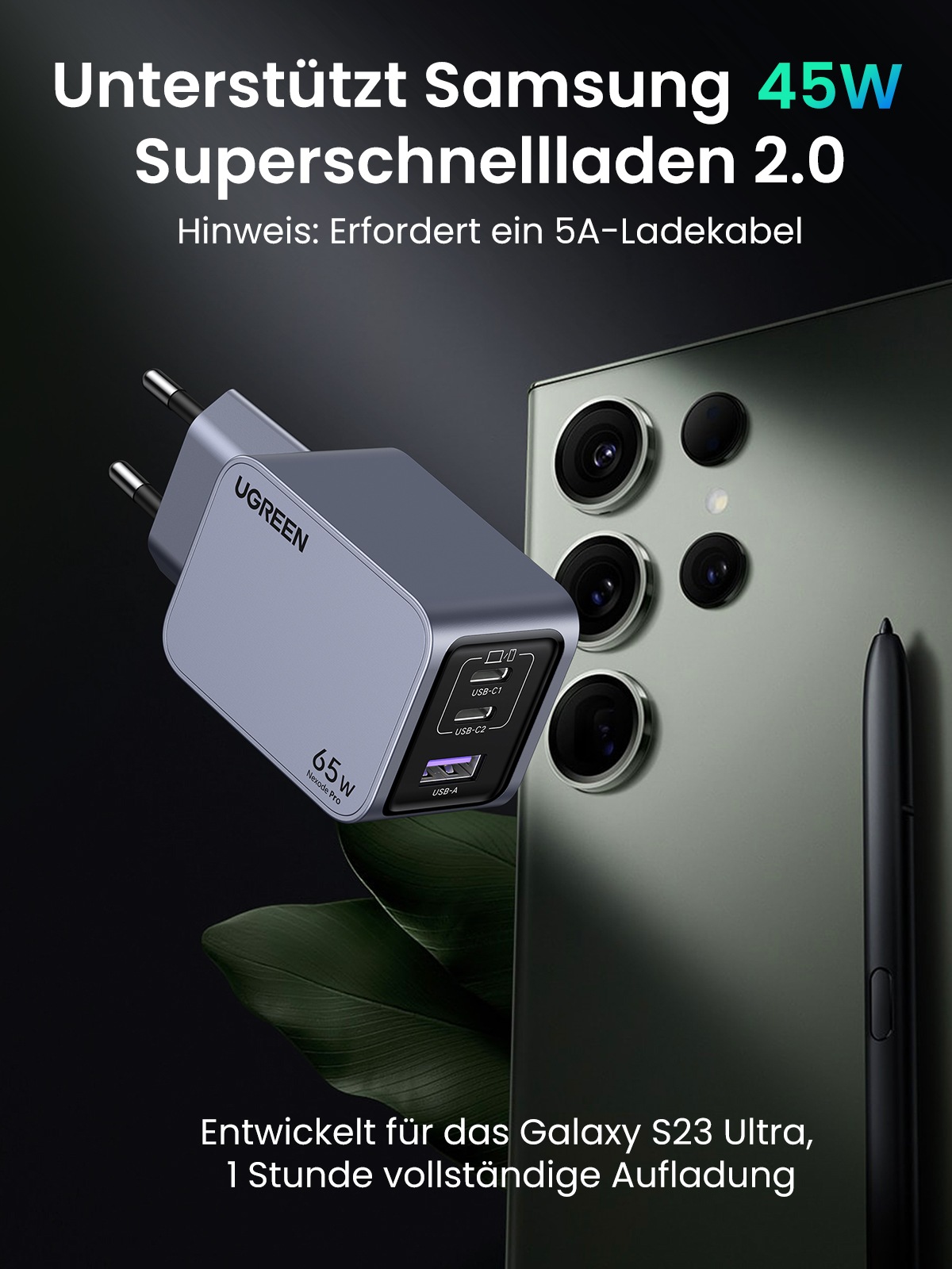 UGREEN Schnelllade-Gerät »Nexode Pro 65W 3-Port GaN Fast Charger Set X755«
