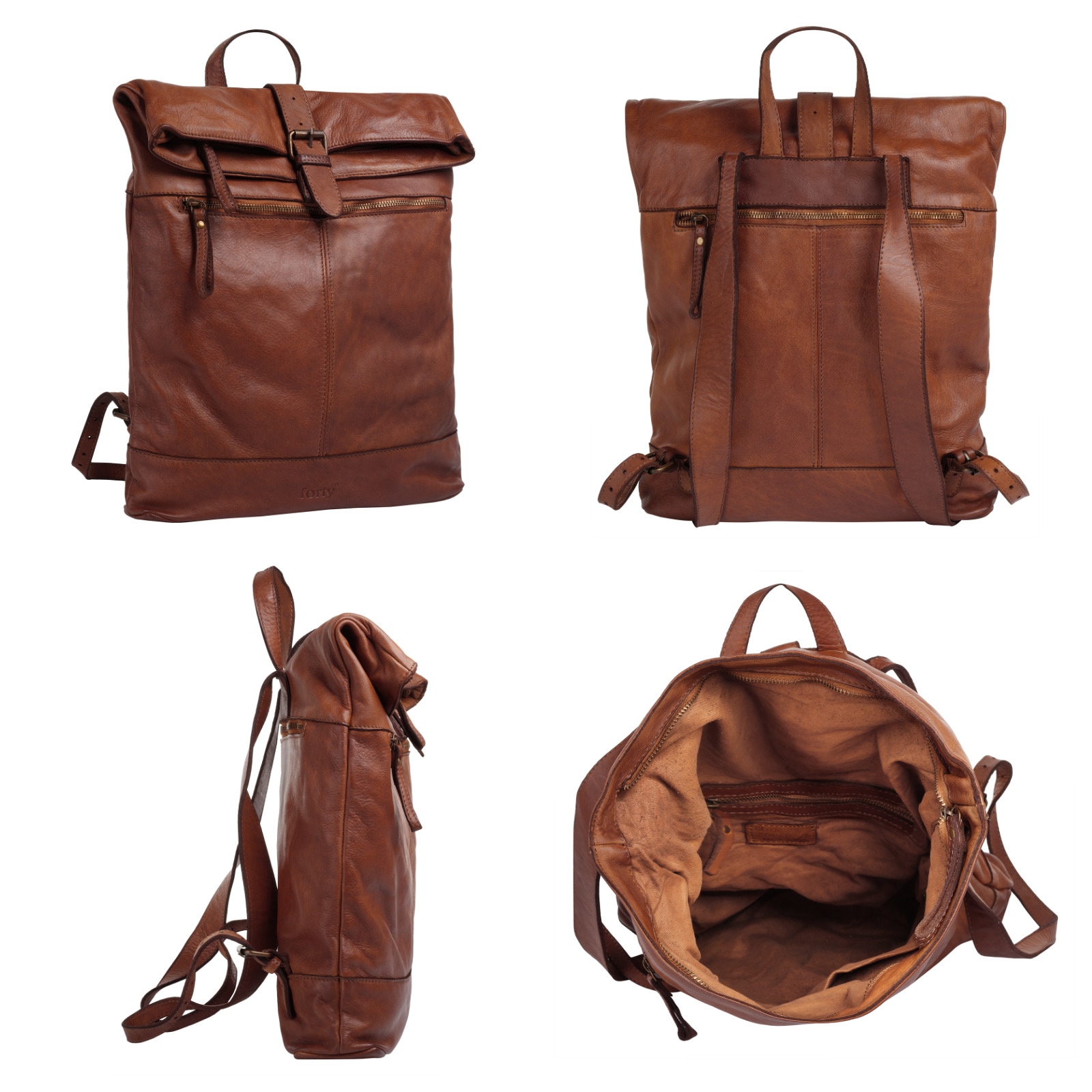 forty° Tagesrucksack, echt Leder, Made in Italy