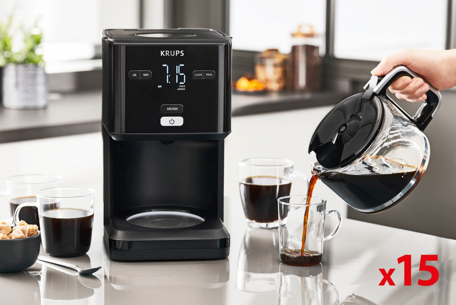 Krups Filterkaffeemaschine »KM6008 Smart'n Light«, 1,25 l Kaffeekanne, 24-Std-Timer, automatische Abschaltung nach 30 Minuten