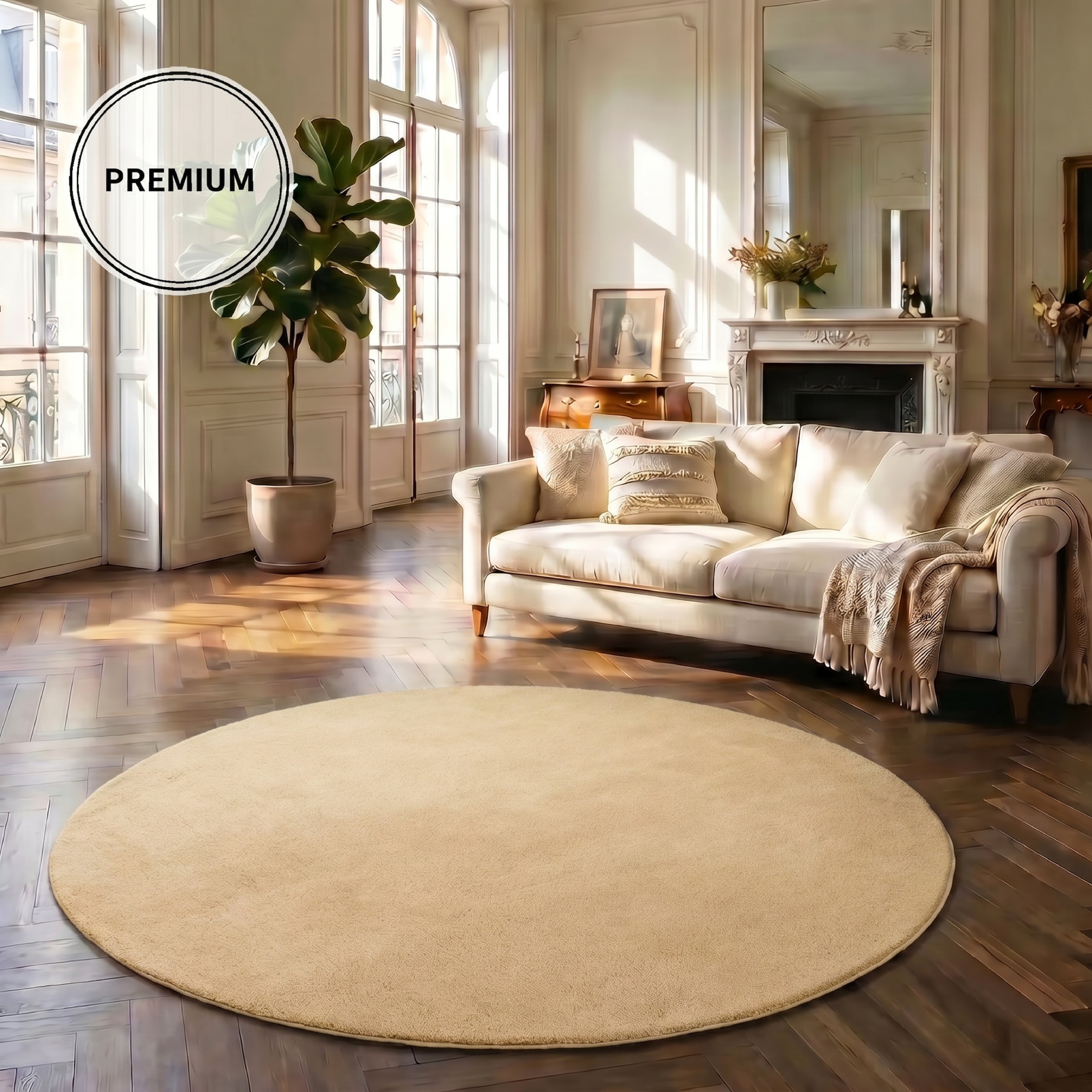 OTTO home Teppich »Cali« rund 16 mm Höhe Uni-Farben, kuschelig, & weich, waschbar, Wohnzimmer, Schlafzimmer