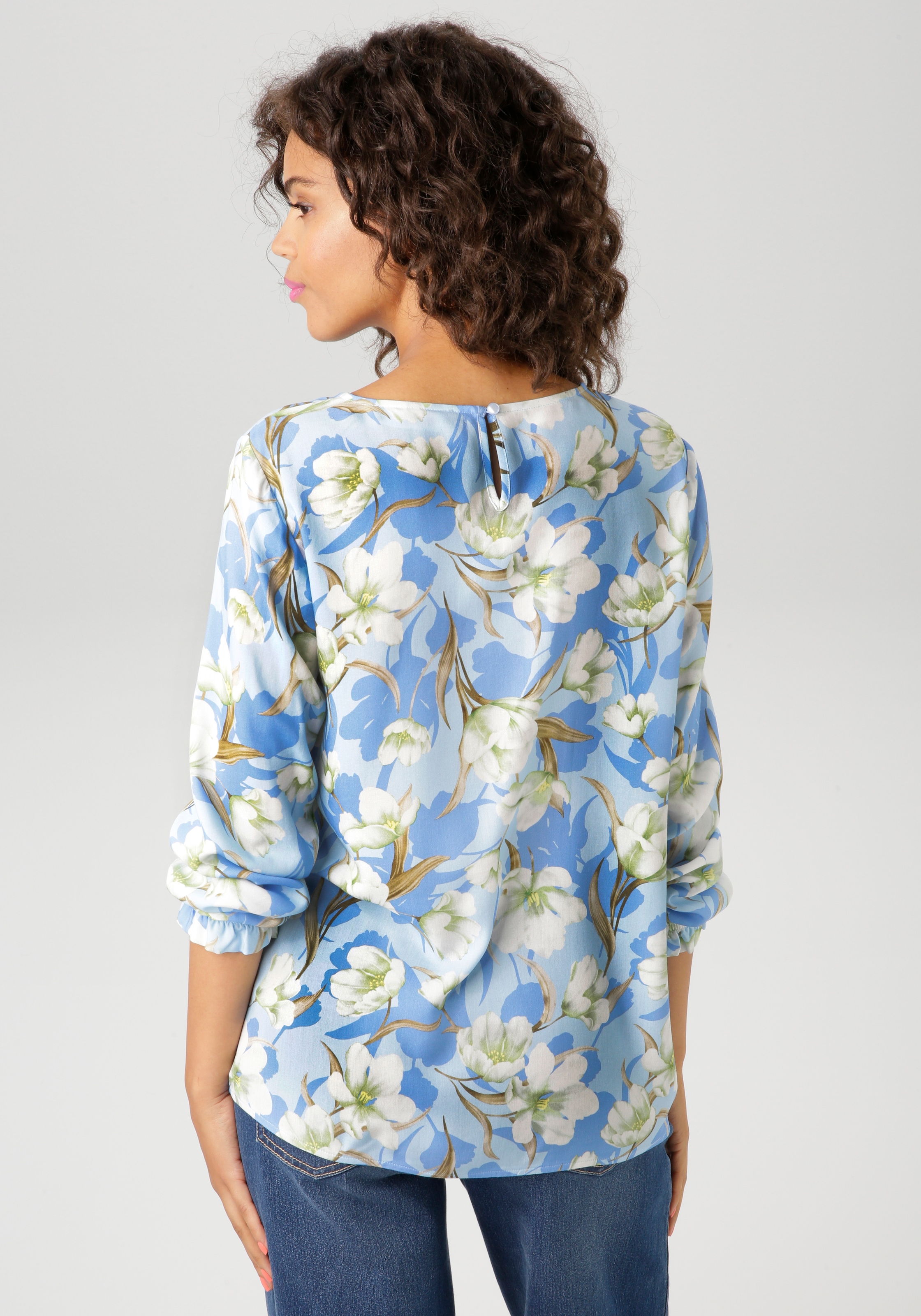 Aniston CASUAL Schlupfbluse, mit farbharmonischem Blumendruck - NEUE KOLLEKTION