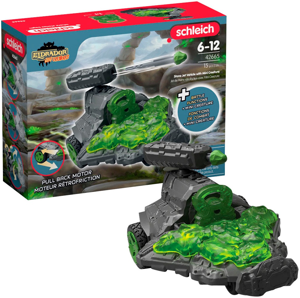 Schleich® Spielzeug-Auto »ELDRADOR® CREATURES, Stein Düsenjet Fahrzeug mit Mini Cretaure (42665)«, Made in Europe