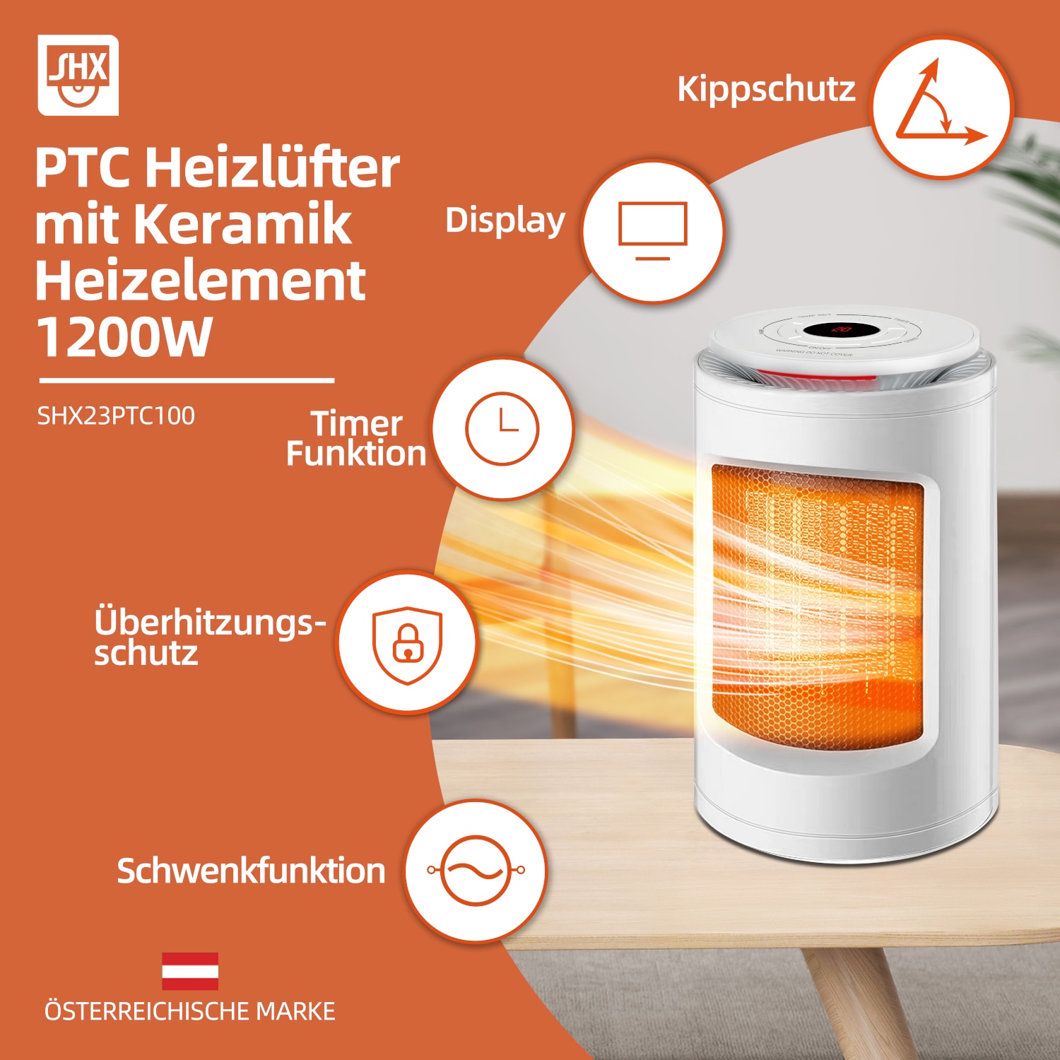 SHX Heizlüfter »SHX23PTC100«, 1200 W, PTC-Keramik, 1200W