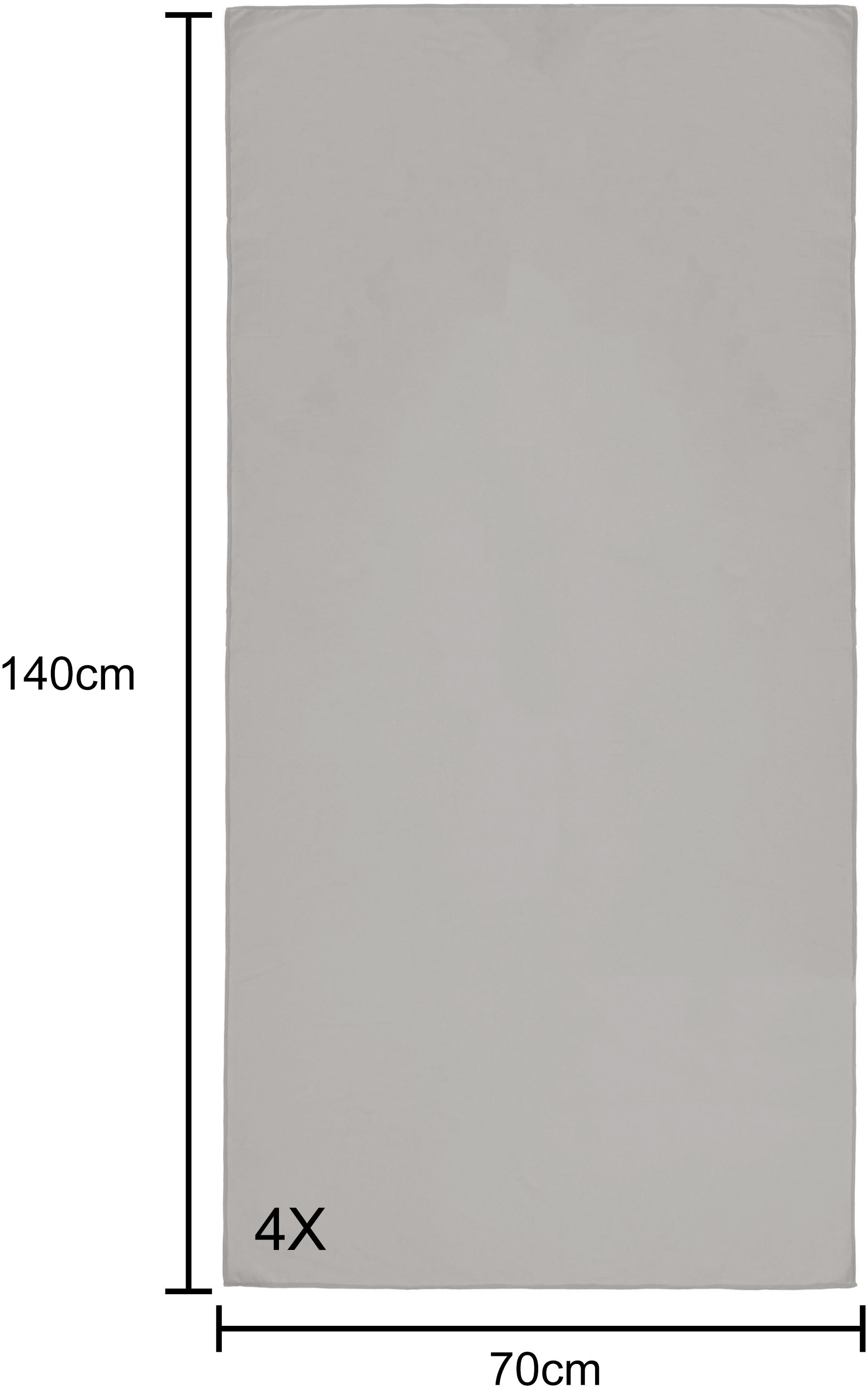 my home Reisehandtuch »Xavi, 4 x 70x140cm ideal als Sporthandtuch, Reisehandtuch«, (4 St.), als Serie und Set, sehr leicht, kompakt, schnelltrocknend, Mikrofaser