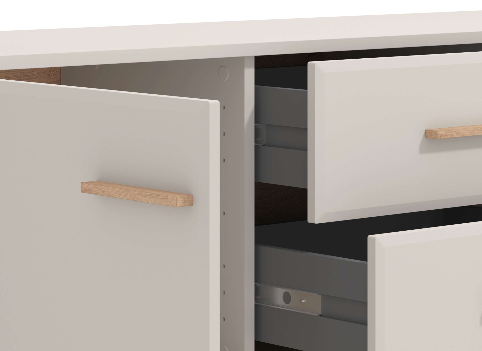 Home affaire Lowboard »Darwen TV-Board, TV-Kommode, TV-Schrank, TV-Unterschrank, TV-Möbel« Abgerundete Kanten, matte Kaschmir-Oberflächen, mit 2 Schubladen