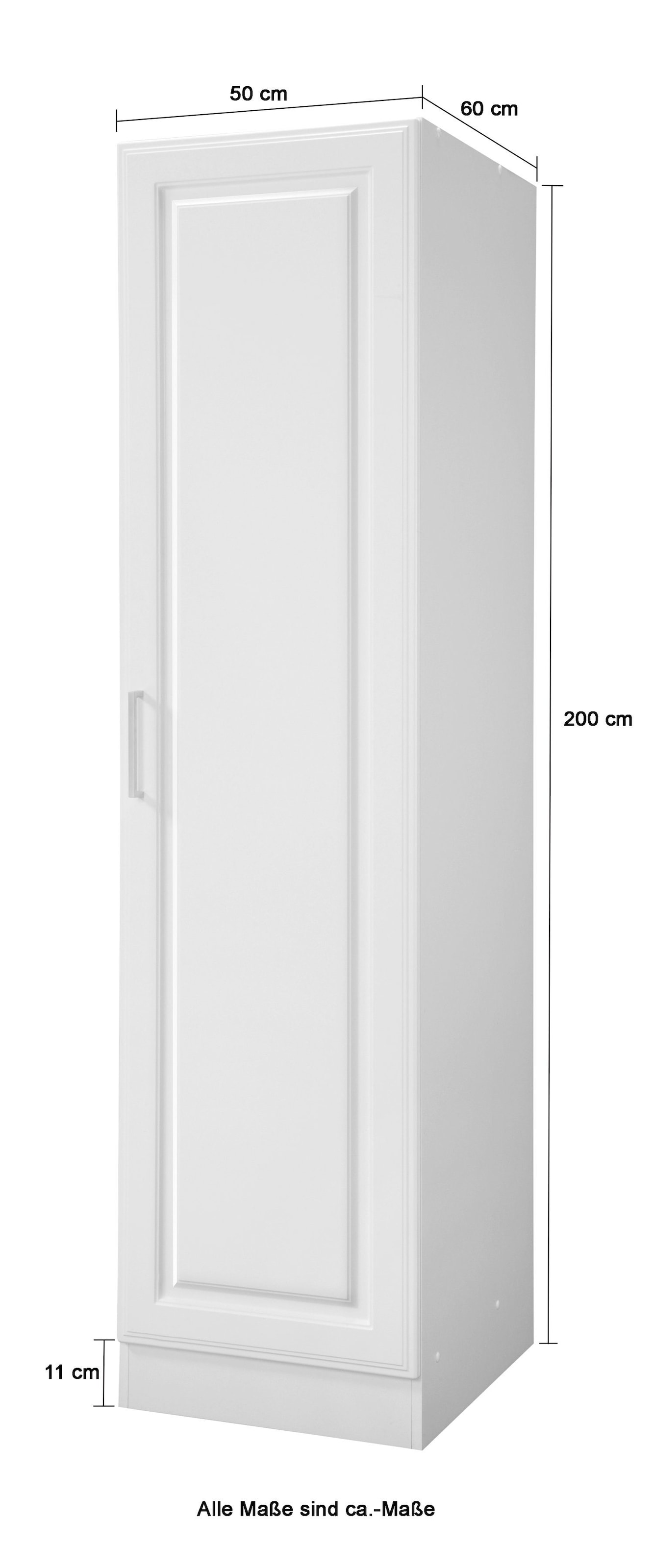 KOCHSTATION Seitenschrank »KS-Stockholm« hochwertige MDF-Fronten, 50 cm breit, 200 cm hoch, viel Stauraum