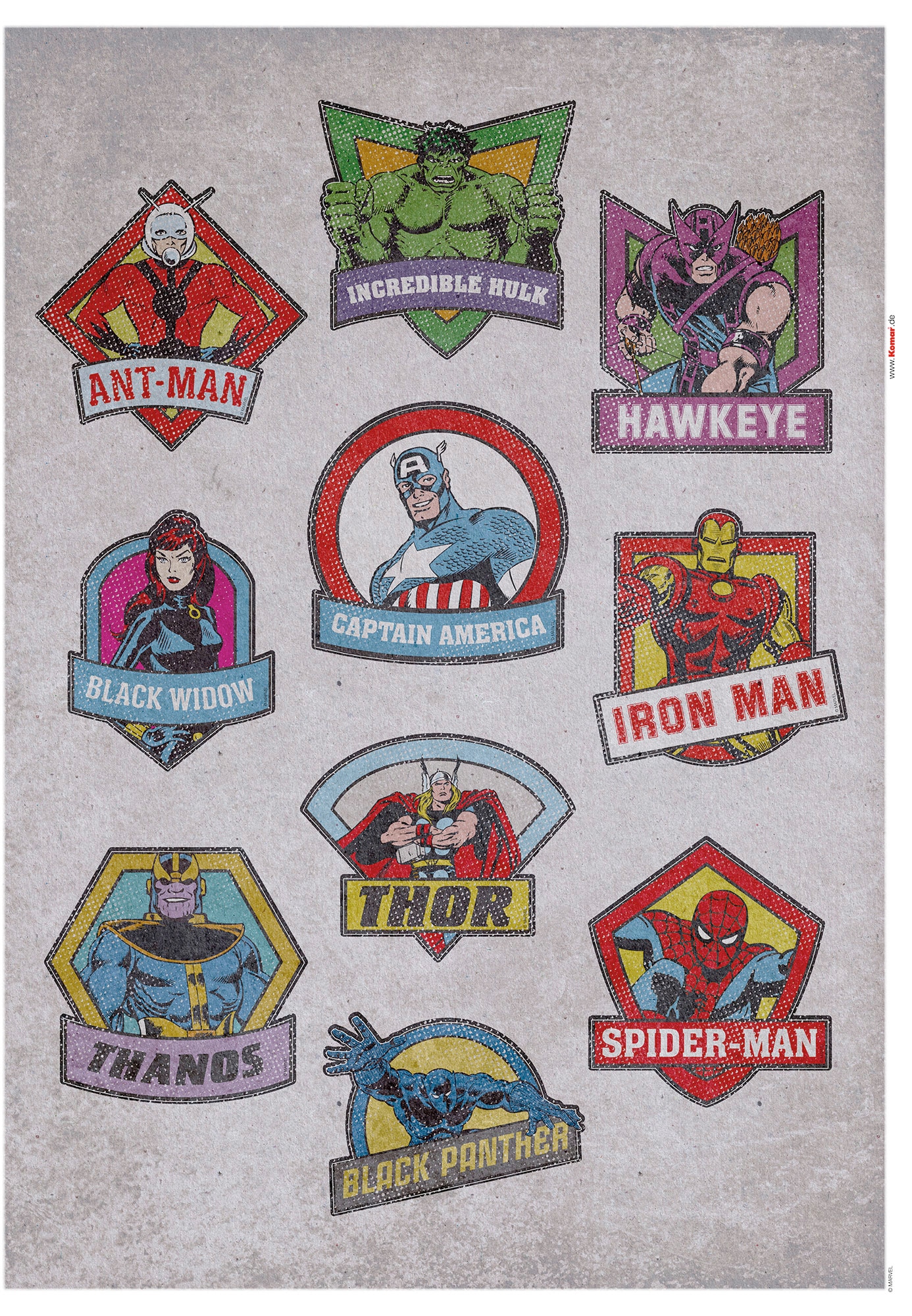 Komar Wandtattoo »Avengers Wandtattoo kaufen (Breite St.), XXL Jahren 50x70 x Garantie Badges«, 3 online Höhe), selbstklebendes (10 | mit cm