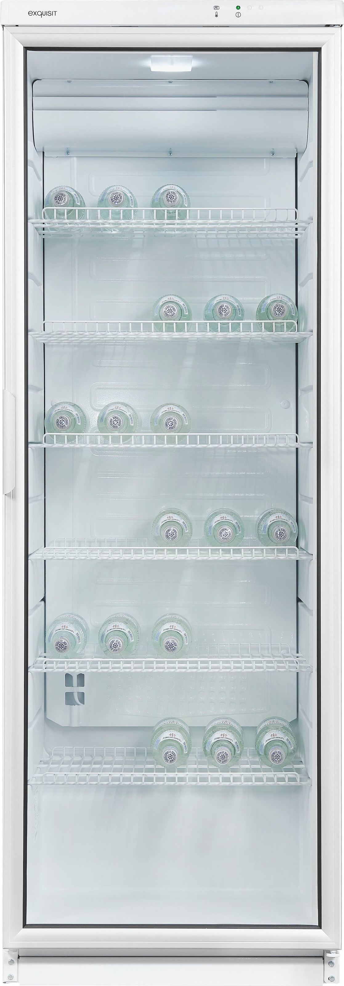 exquisit Getränkekühlschrank »GKS350-1-GT-280D«, GKS350-1-GT-280D weiss, 173 cm hoch, 60 cm breit, 320 L Volumen, Getränkekühlschrank mit Glastür, LED