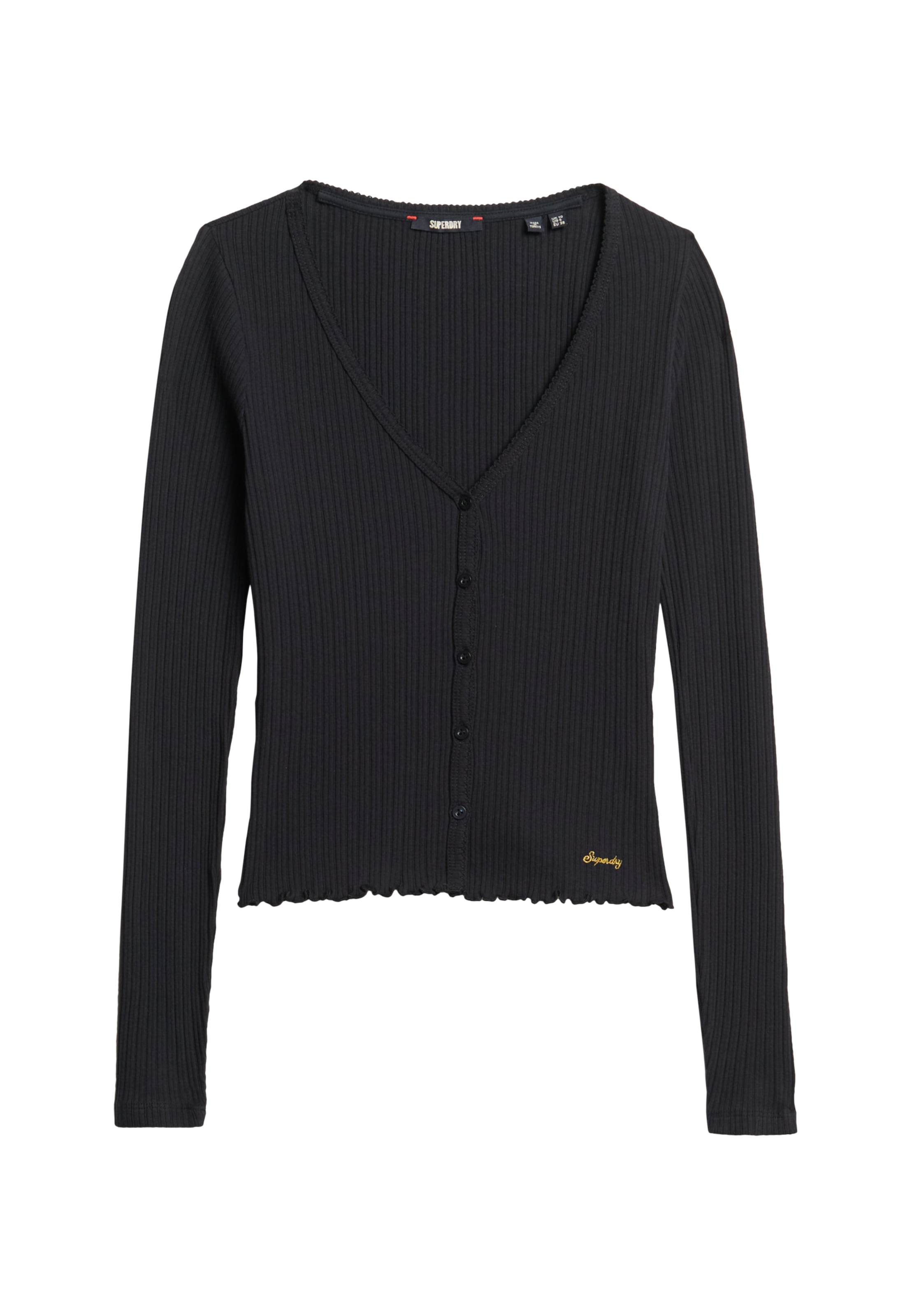 Superdry Langarmshirt »ESSENTIAL BUTTON THRU LS TOP« Baumwolle, skinny fit