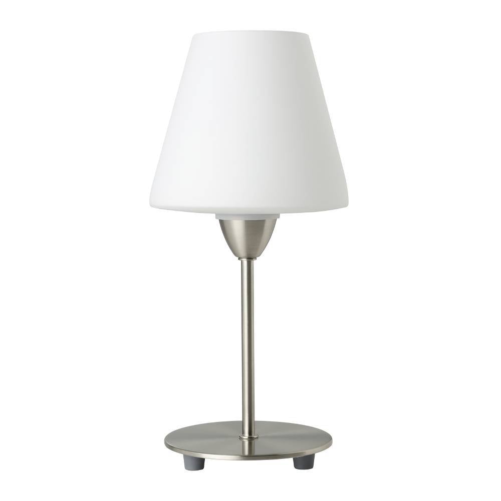 EGLO Tischleuchte »DAMASCO 1 Tischlampe, weiß, nickel-matt, exkl. Leuchtmittel E14«, 1 flammig, Leuchtmittel E14 | Leuchtmittel wechselbar-ohne Leuchtmittel, Nachttischlampe, Schreibtisch, Büro, elegant und zeitlos, 30x14,5x12cm