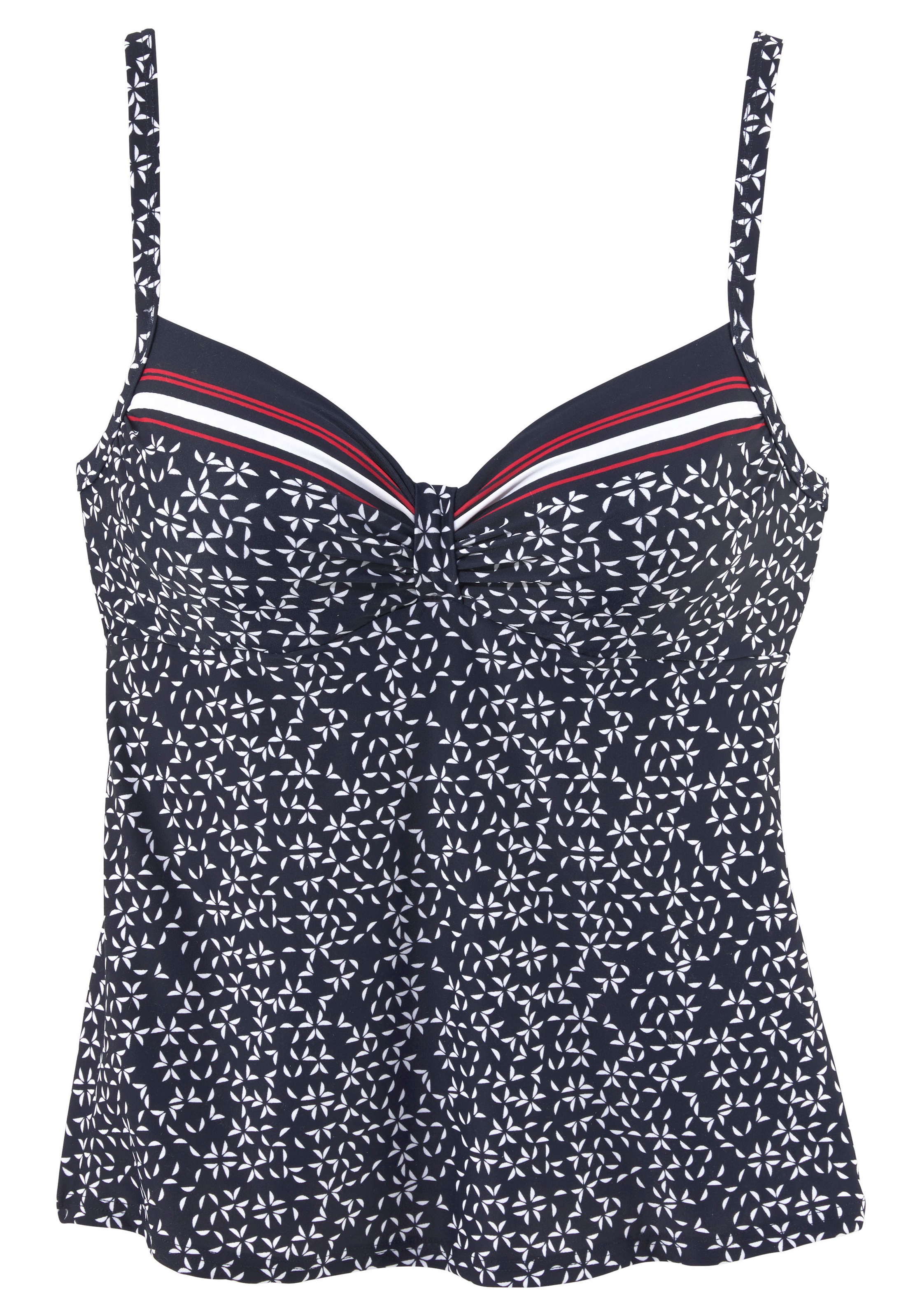 LASCANA, Damen, Bügel-Tankini-Top »Minimal« in bauchbedeckender Form, marine-bedruckt, Cup C, 42 - Cup C, marine-bedruckt, Mit minimalistischem Print