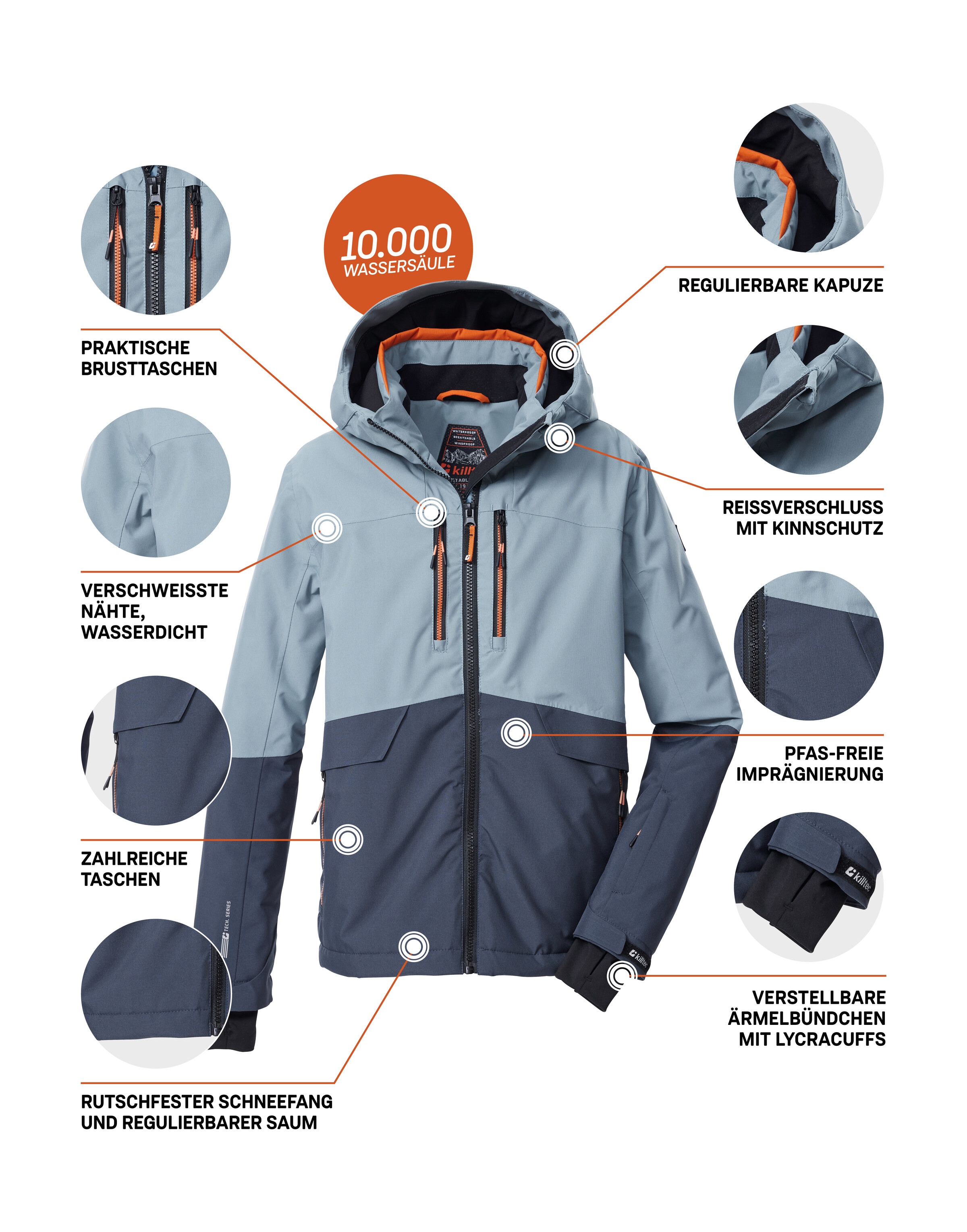 Killtec Skijacke »KSW 201 BYS SKI JCKT« Stylische, wasser- und winddichte Skijacke mit reflektierenden Details