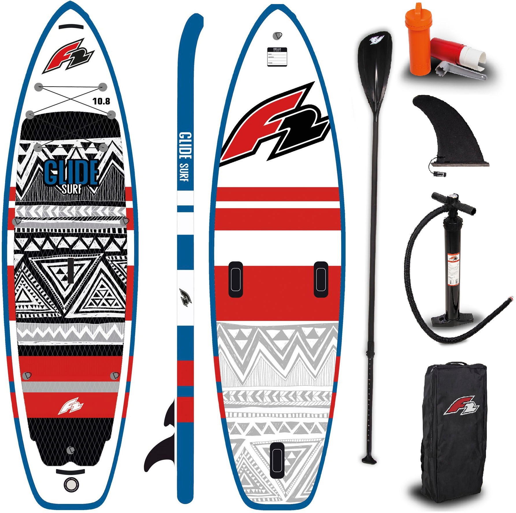 F2 Inflatable SUP-Board »Glide Surf bei 10,8 tlg.) 5 red«, (Packung