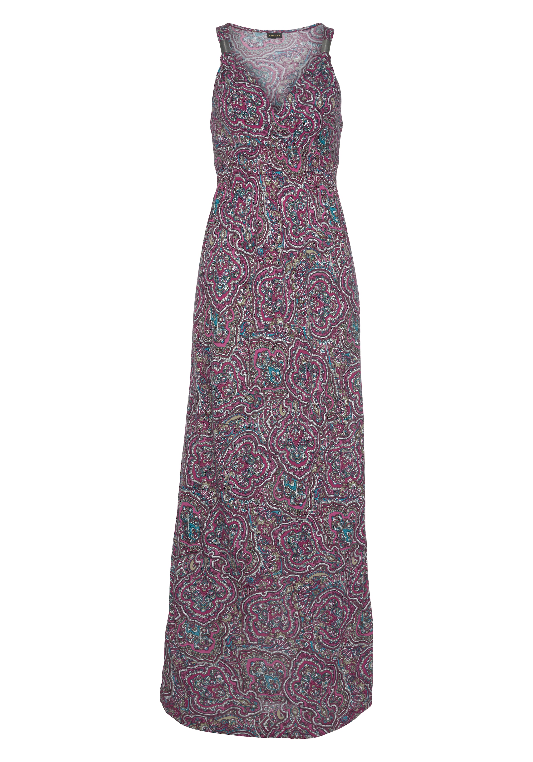 LASCANA Maxikleid, mit Paisleymuster und verstellbarem Ausschnitt, Sommerkleid